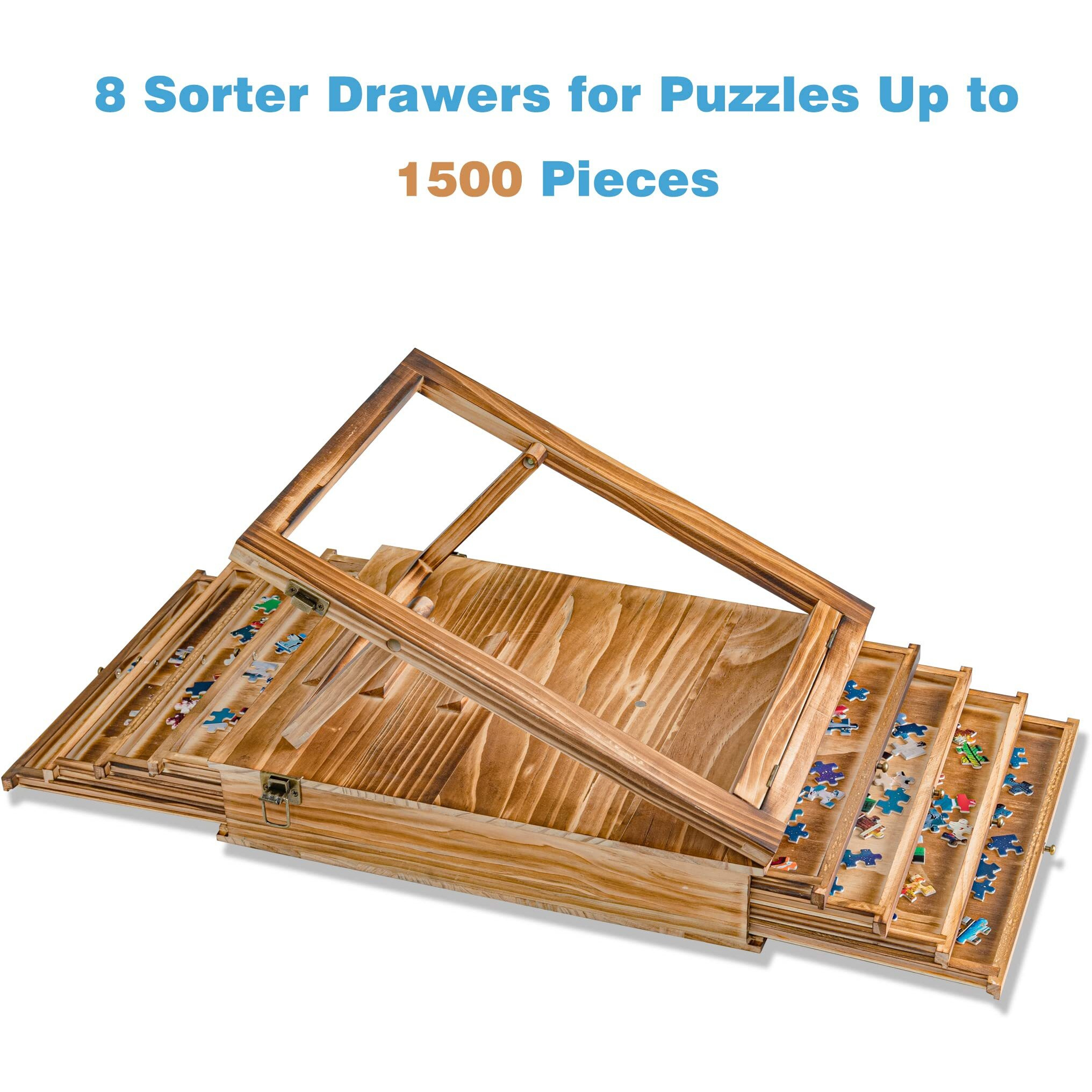 Lavievert Jigsaw Puzzle Sorting Trays & Puzzle Bracket Set  Adjustable Puzzle Easel Holder For Puzzle Boards Of Varied Sizes  Wooden Puzzle Sorters With Drawer Design For Puzzles Up To 1500 Pieces