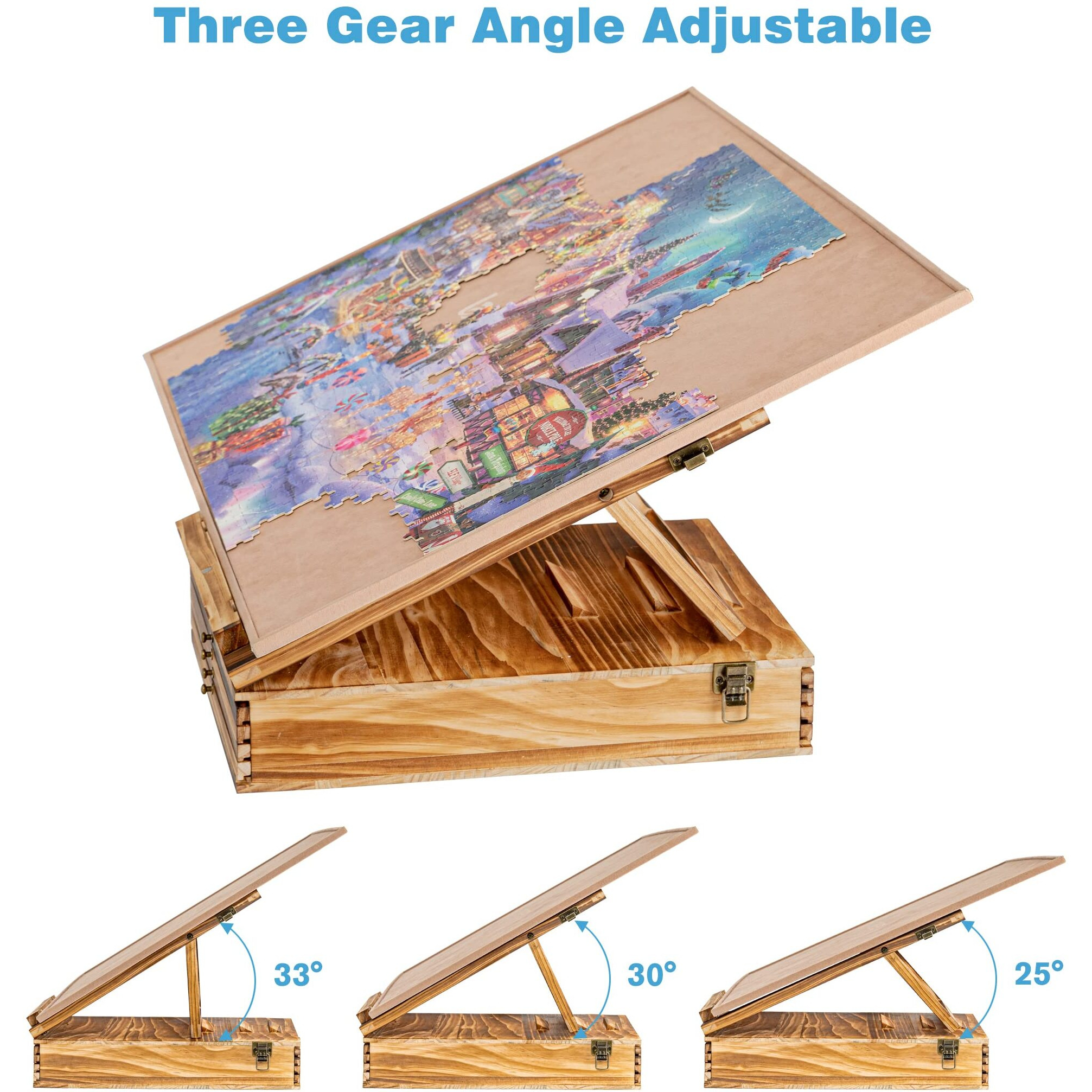 Lavievert Jigsaw Puzzle Sorting Trays & Puzzle Bracket Set  Adjustable Puzzle Easel Holder For Puzzle Boards Of Varied Sizes  Wooden Puzzle Sorters With Drawer Design For Puzzles Up To 1500 Pieces