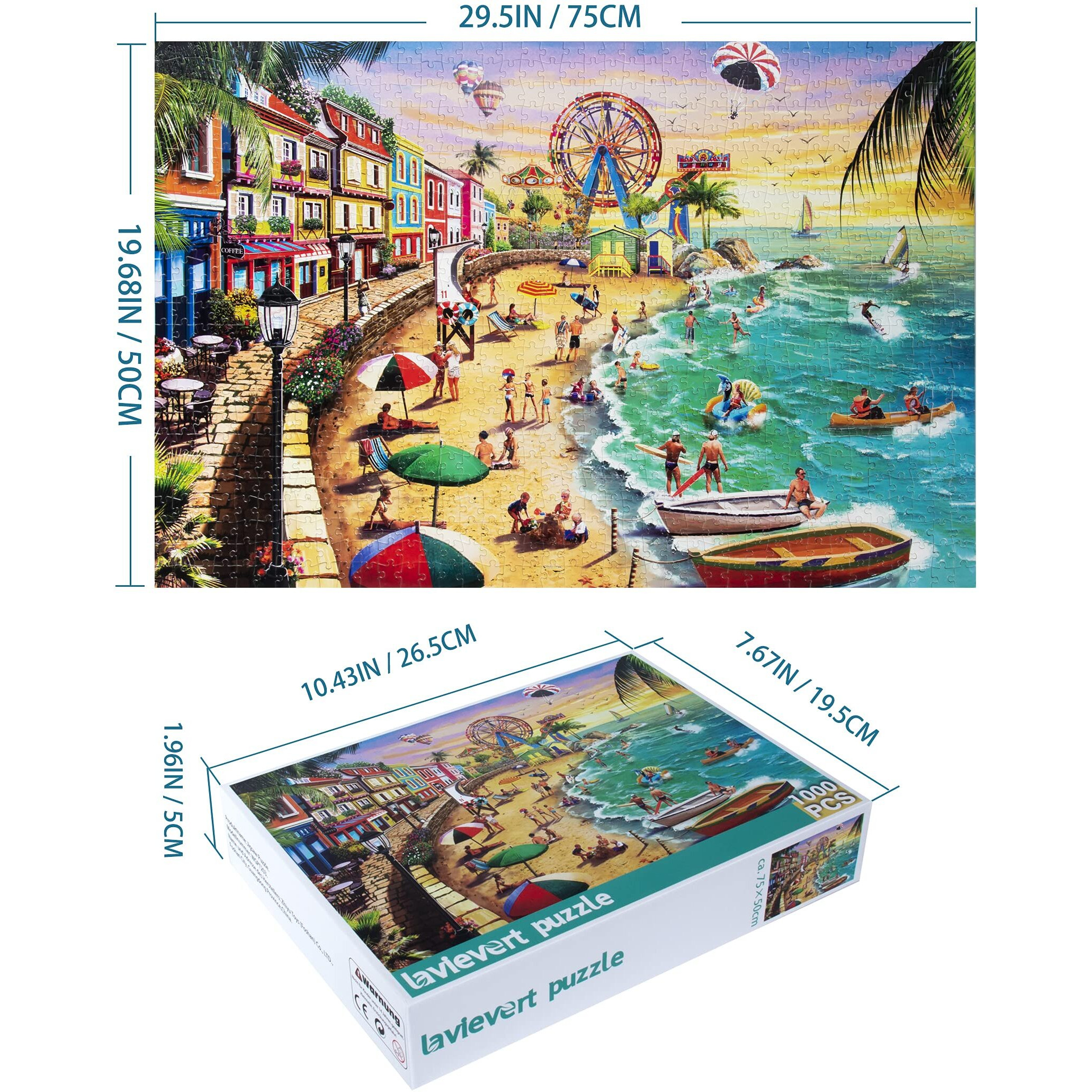Lavievert Jigsaw Puzzle 1000 Piece Puzzle For Adults And Kids - Beach  Happy Vacation