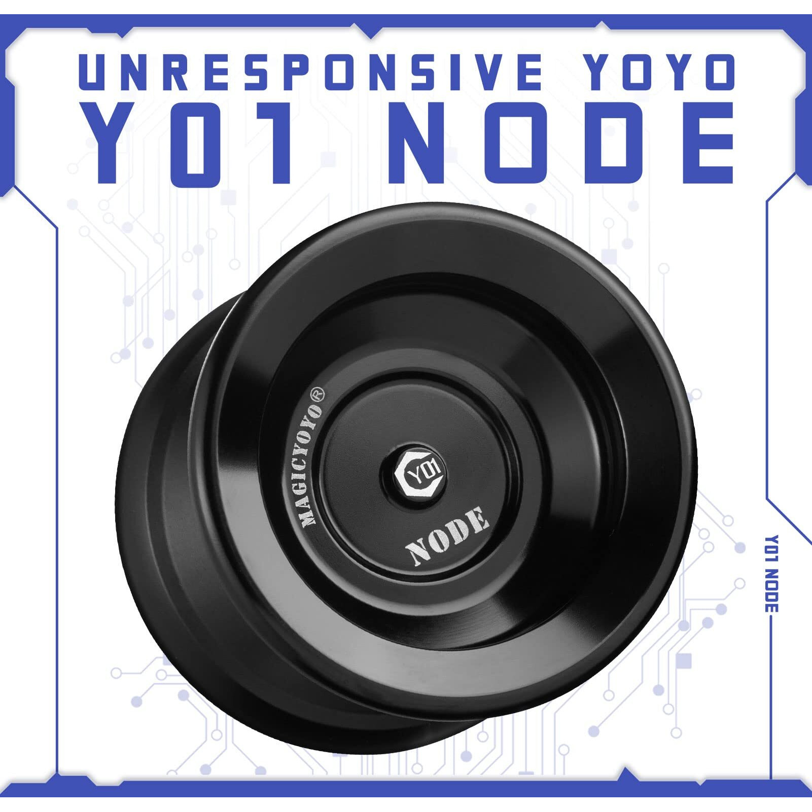 Magic Yoyo Professional Unresponsive Yoyo Y01 Node  Metal Aluminum Yo Yo For Advanced Player  Superior Stable  + 30% Sleep Time  + 5 Replacement Yoyo Strings  Yoyo Bag  Glove (Black)