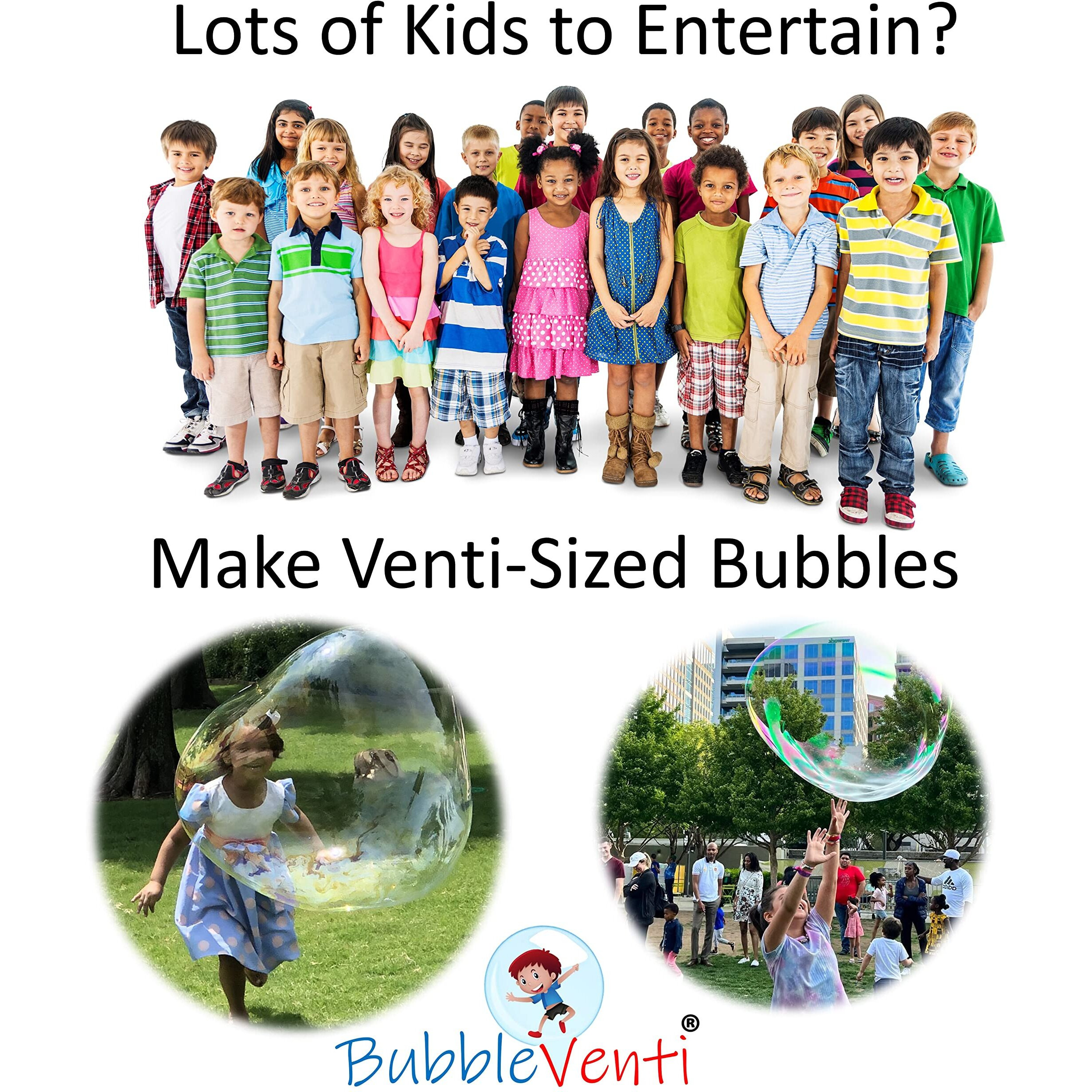 Bubbleventi Giant Bubble Mix | Made In Usa |100% Vegan Non-Toxic Powder Makes 10 Gallons Of Premium  Big Bubble Solution For Kids Stem Fun | Use In Bubble Wands + Machines