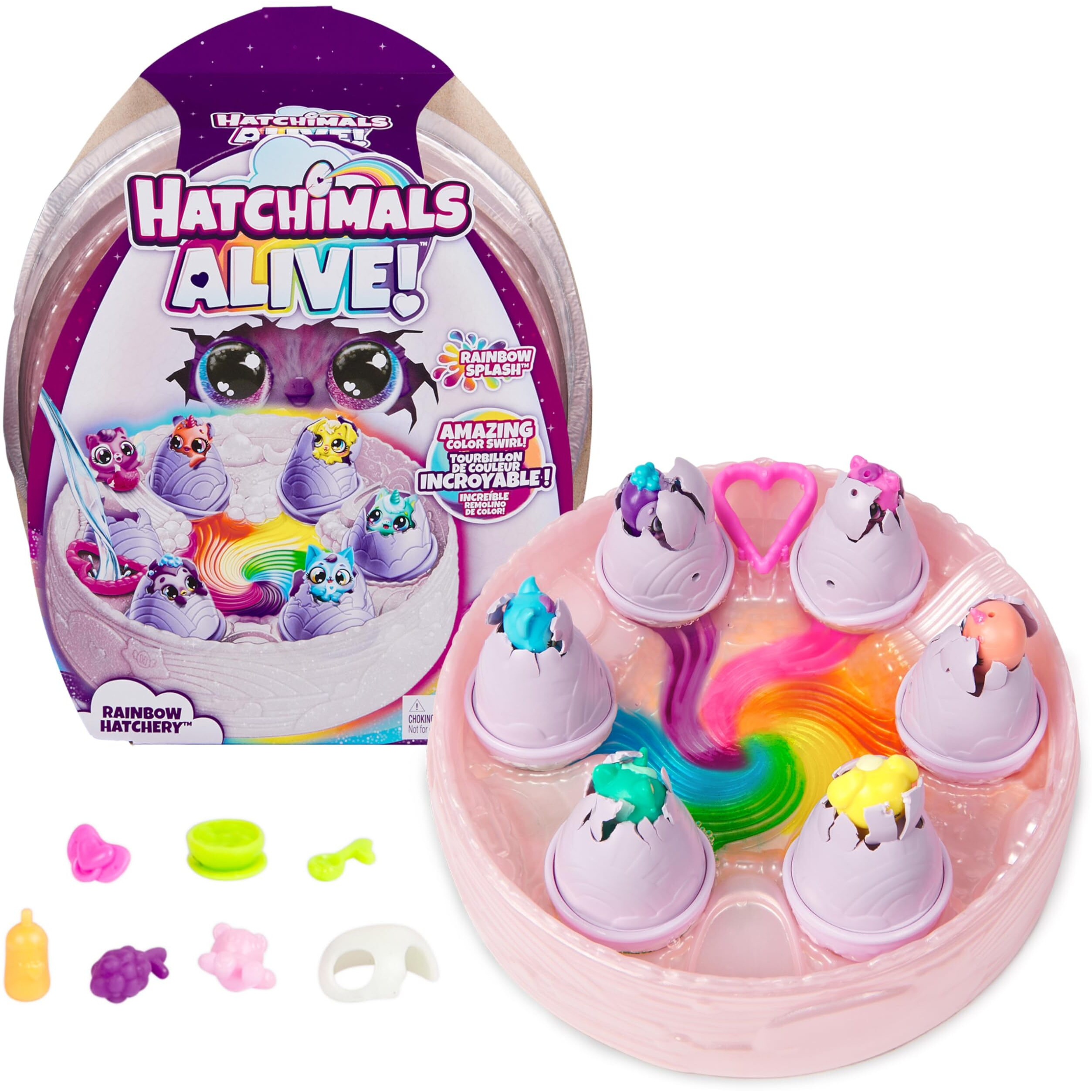 Hatchimals Alive  Rainbow Hatchery Toy With 6 Mini Figures In Color Reveal Eggs & 10+ Accessories  Kids Toys For Girls & Boys Ages 3+