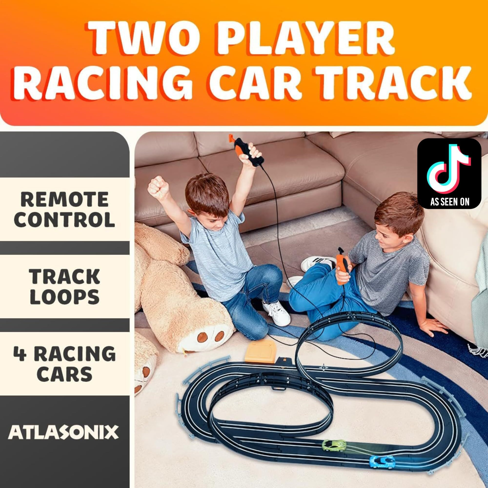 Atlasonix Slot Car Race Tracks Sets - Slot Cars  Race Tracks & Accessories Electric Race Car Track  Dual Electric Race Track For Girls & Boys Age 5 Years+
