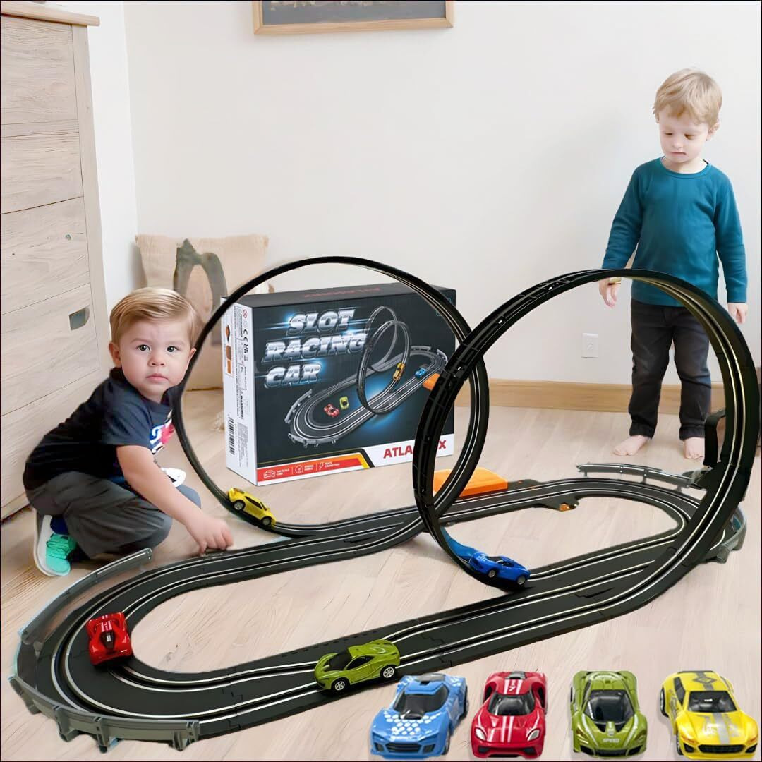 Atlasonix Slot Car Race Tracks Sets - Slot Cars  Race Tracks & Accessories Electric Race Car Track  Dual Electric Race Track For Girls & Boys Age 5 Years+