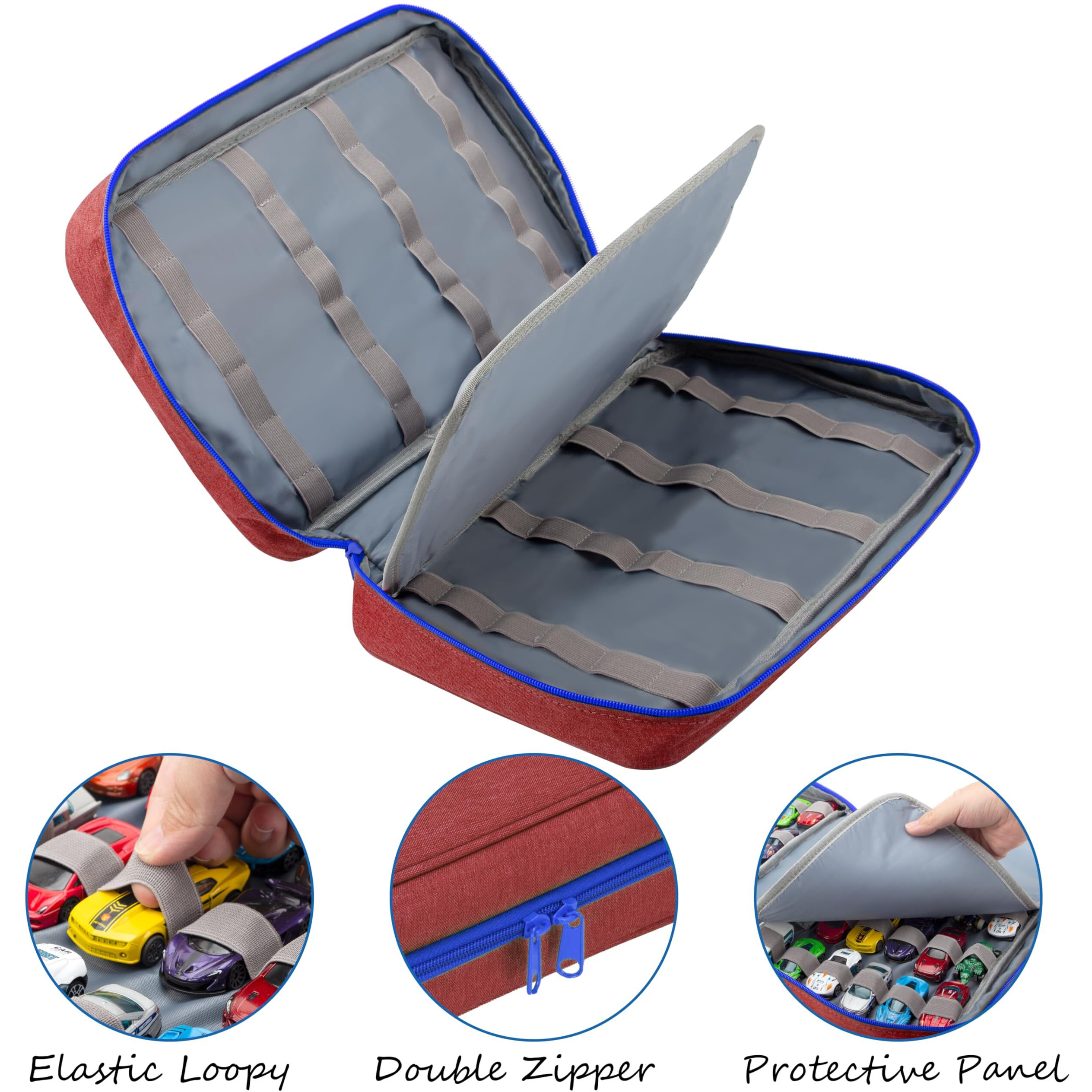 Kislane Carrying Case For 48 Toy Cars  Kids Toy Cars Storage Case Hold 48 Toy Cars(Bag Only (Red)