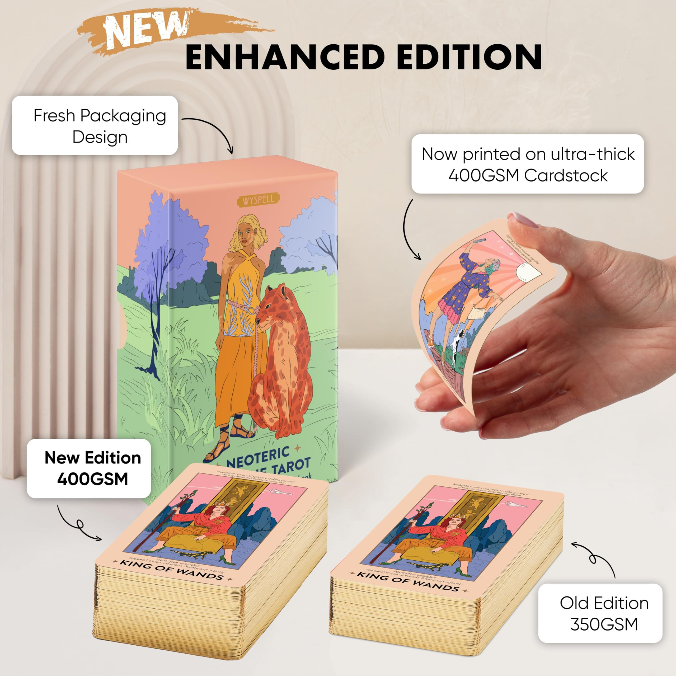 Wyspell Feminine Tarot Card Deck - Tarot Cards With Meanings On Them - Tarot Cards With Guide Book For Beginners Tarot Cards Set - Beginner Tarot Deck Cards - Tarot Card Set