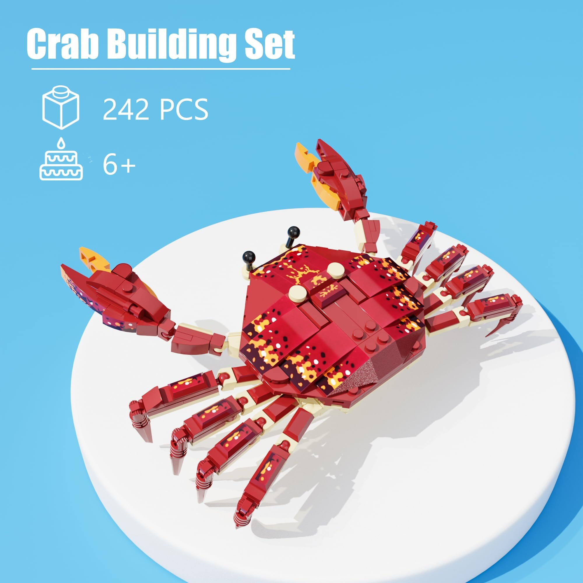 Neomoner Ocean Animal Building Blocks  Deep Sea Creatures Building Toy Set For Kids Boy Girl Crab(242Pcs)