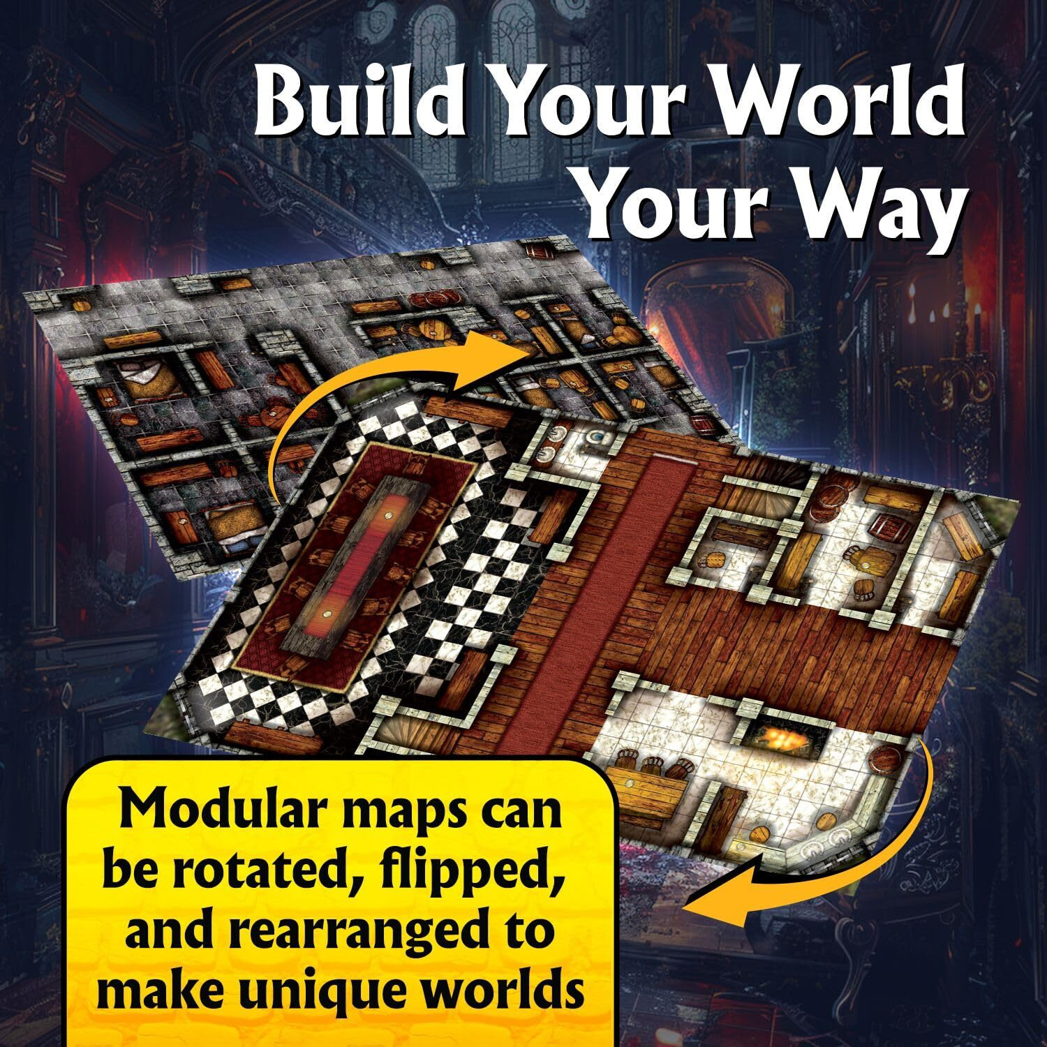 Arcknight The Highborne Manor Roleplaying Battlemaps 16 Modular Rpg Maps In 8 Double-Sided Pages  1"" Square Grid  Modular & Versatile Design For Tabletop Gaming - For Dungeons & Dragons  Pathfinder