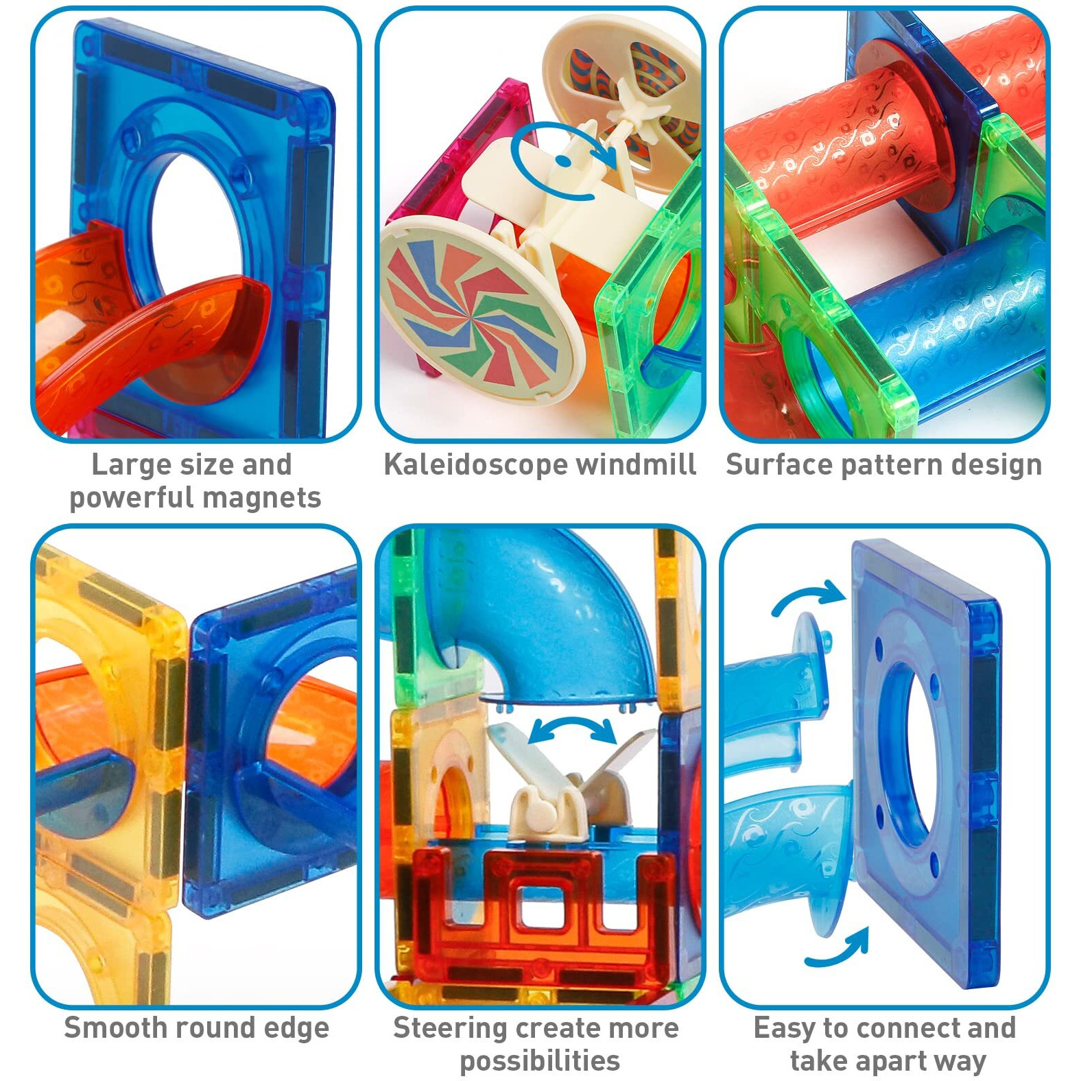 Magblock Magnetic Tiles 176Pcs Marble Run Race Track Toy Set Stem Educational Building Blocks Child Brain Development Kit Magnet Construction Toys For Boys Girls Kids Age 7 8 9 10+ Years Old