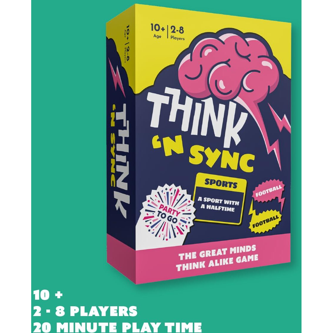 Gamewright - Party To Go - Think 'N Sync - The Great Minds Think Alike Game - Age 10+  3-8 Players
