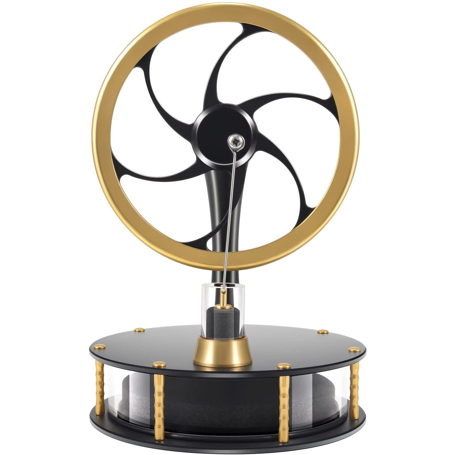 Pfcke Low Temperature Stirling Engine Classroom Teaching Stirling Engine Kit Steam Heat Educational Model Brass Aluminum Stirling Engine-Hzz92 Pro Black