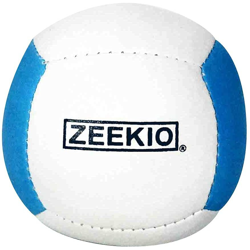 Zeekio Lunar Juggling Balls - [Set Of 3]  Professional Uv Reactive  6-Panel Balls  Synthetic Leather  Millet Filled  110G Each  White/Blue