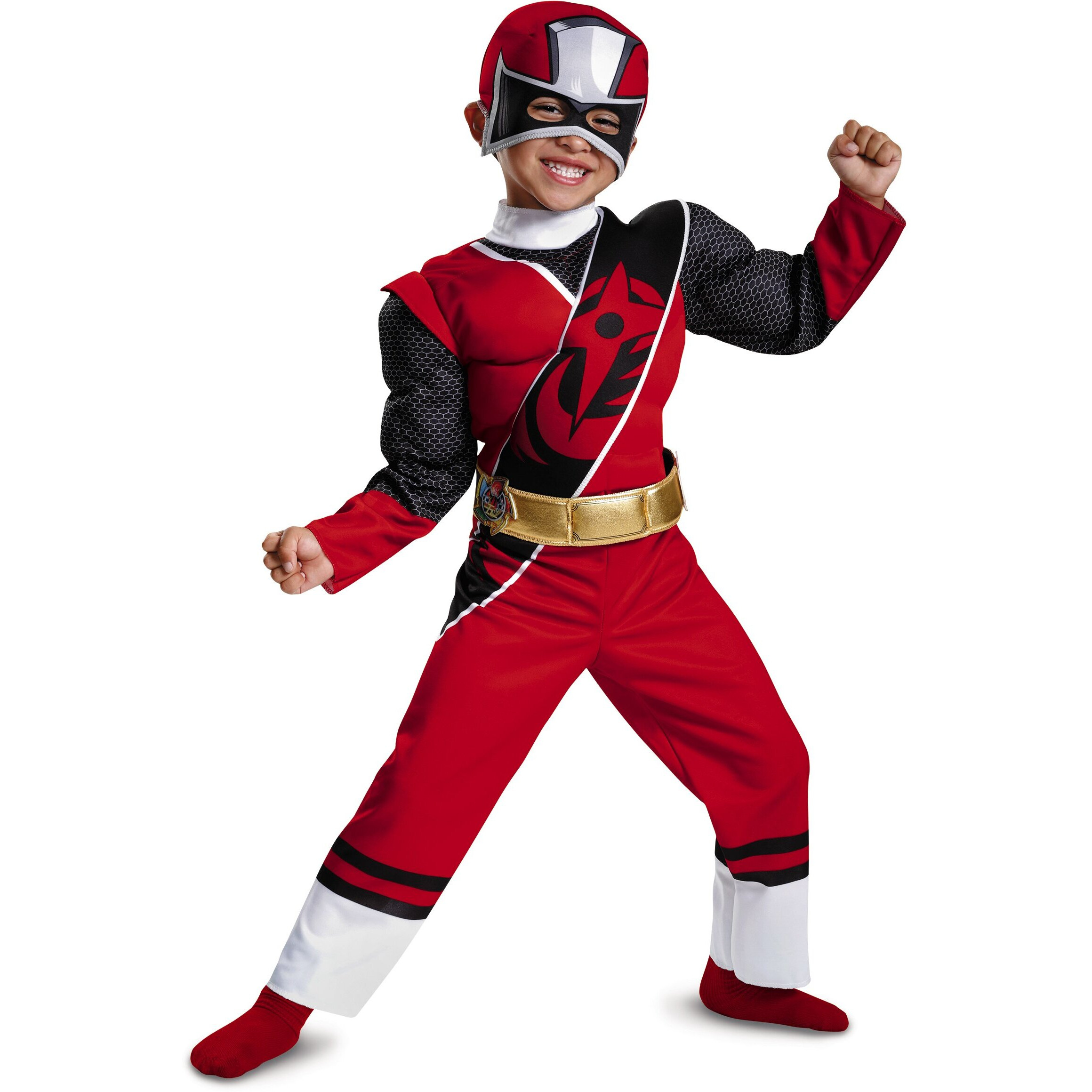 Power Rangers Ninja Steel Toddler Muscle Costume  Red  Medium (3T-4T)