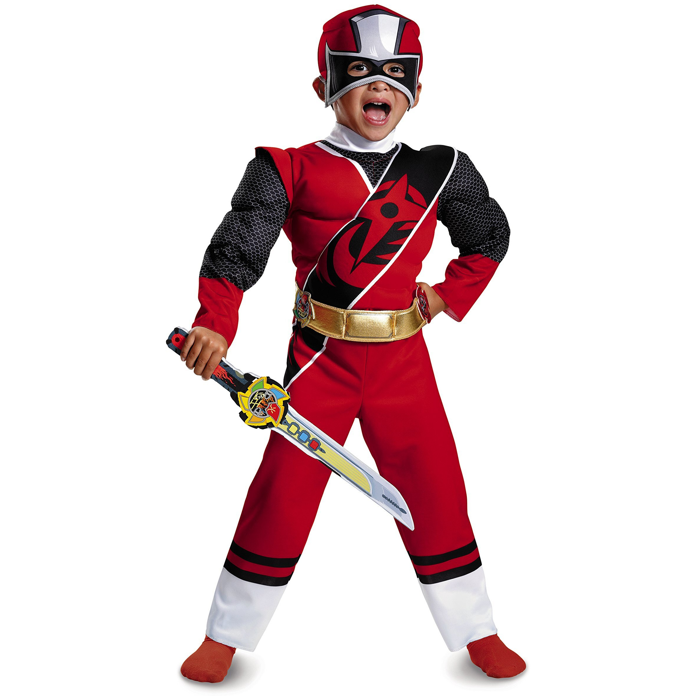 Power Rangers Ninja Steel Toddler Muscle Costume  Red  Medium (3T-4T)