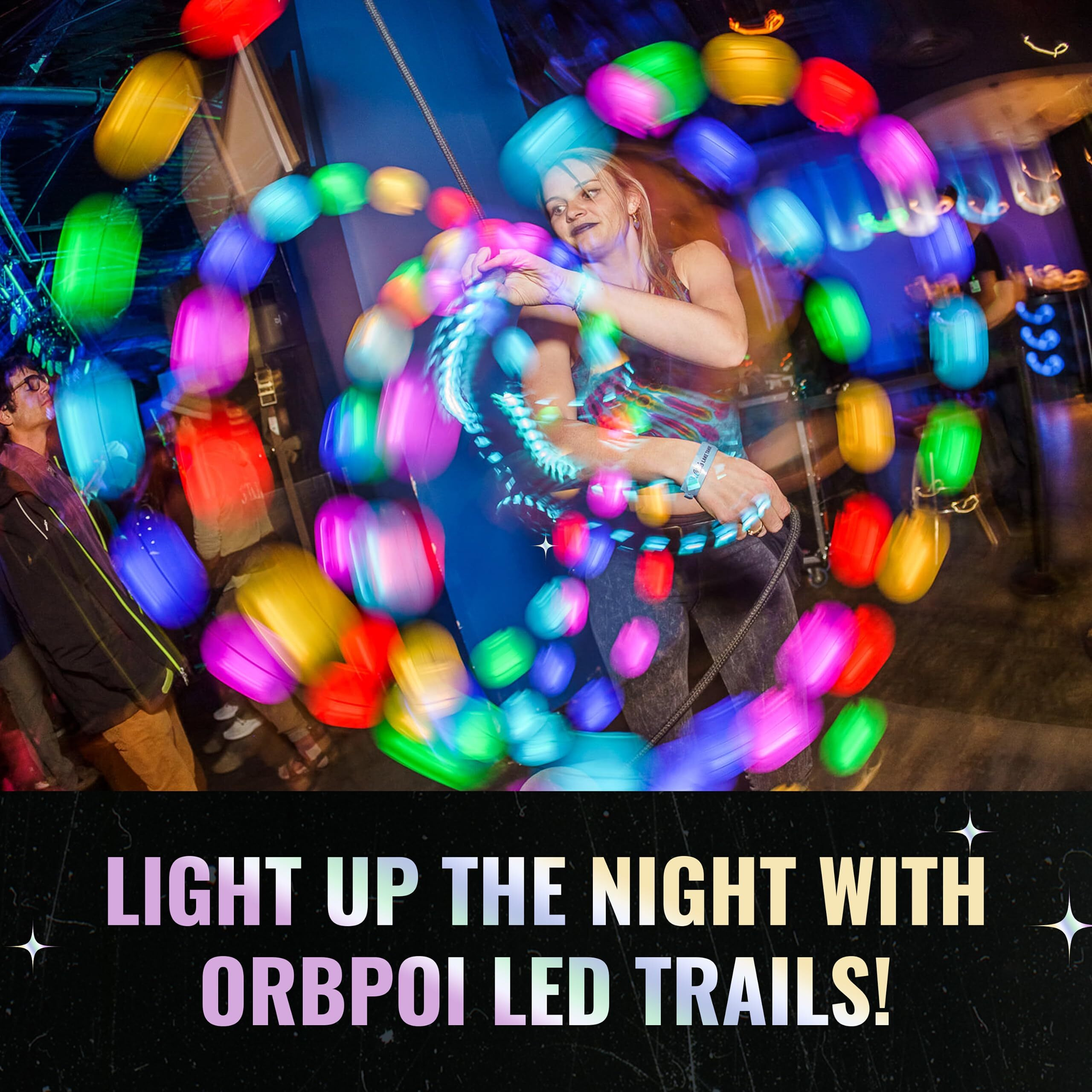 Ultrapoi Orbpoi Set - Orb Poi W/Non Led Knob Handles - Usb Rechargeable Contact Led Poi Balls W/ 30+ Color Modes & Flashing Patterns - Led Poi Spinning Balls W/Soft Durable Cases - Flow Arts Toy