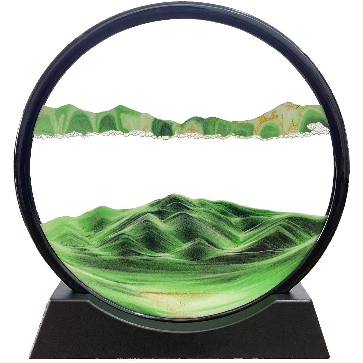 Sofliy 3D Dynamic Sand Art Liquid Motion  Moving Sand Art Picture Round Glass 3D Deep Sea Sandscape In Motion Display Flowing Sand Frame Relaxing Desktop Home Office Work Decor (12  Blue)