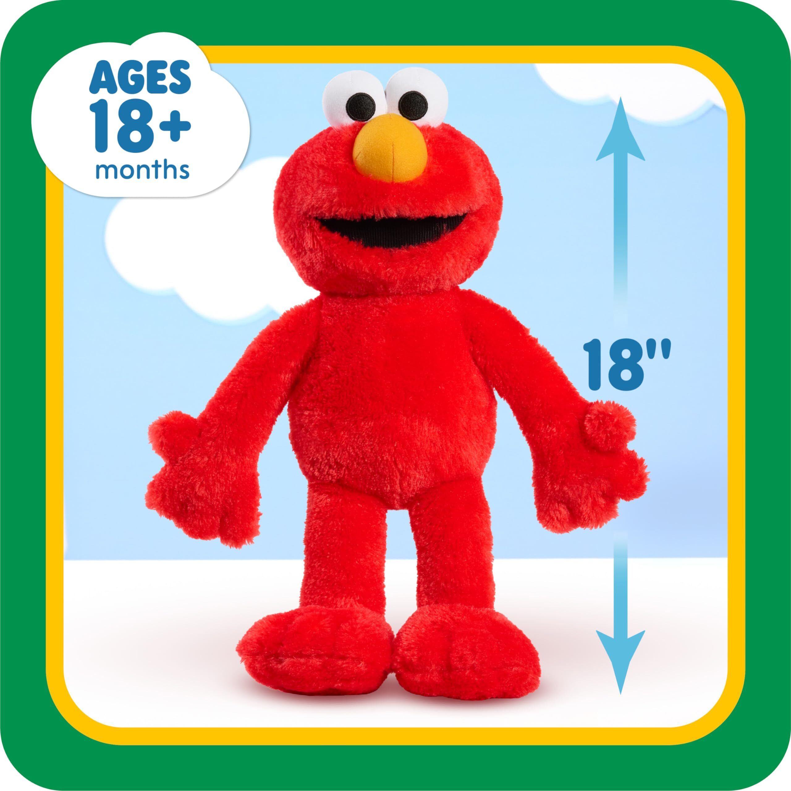 Sesame Street Big Hugs 18-Inch Large Plush Elmo Doll  Soft And Cuddly  Red  Pretend Play  Kids Toys For Ages 18 Month By Just Play