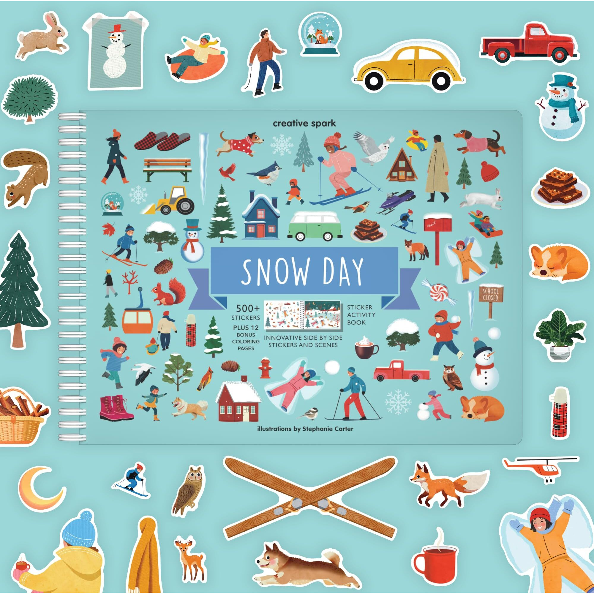 Cupkin Snow Day Sticker Book Activity For Kids  Side By Side Winter Sticker Book  Fun Kid Road Trip Activity  500+ Kids Stickers + 12 Sticker Scenes And Coloring Book Pages  Kids Crafts For Ages 2-8