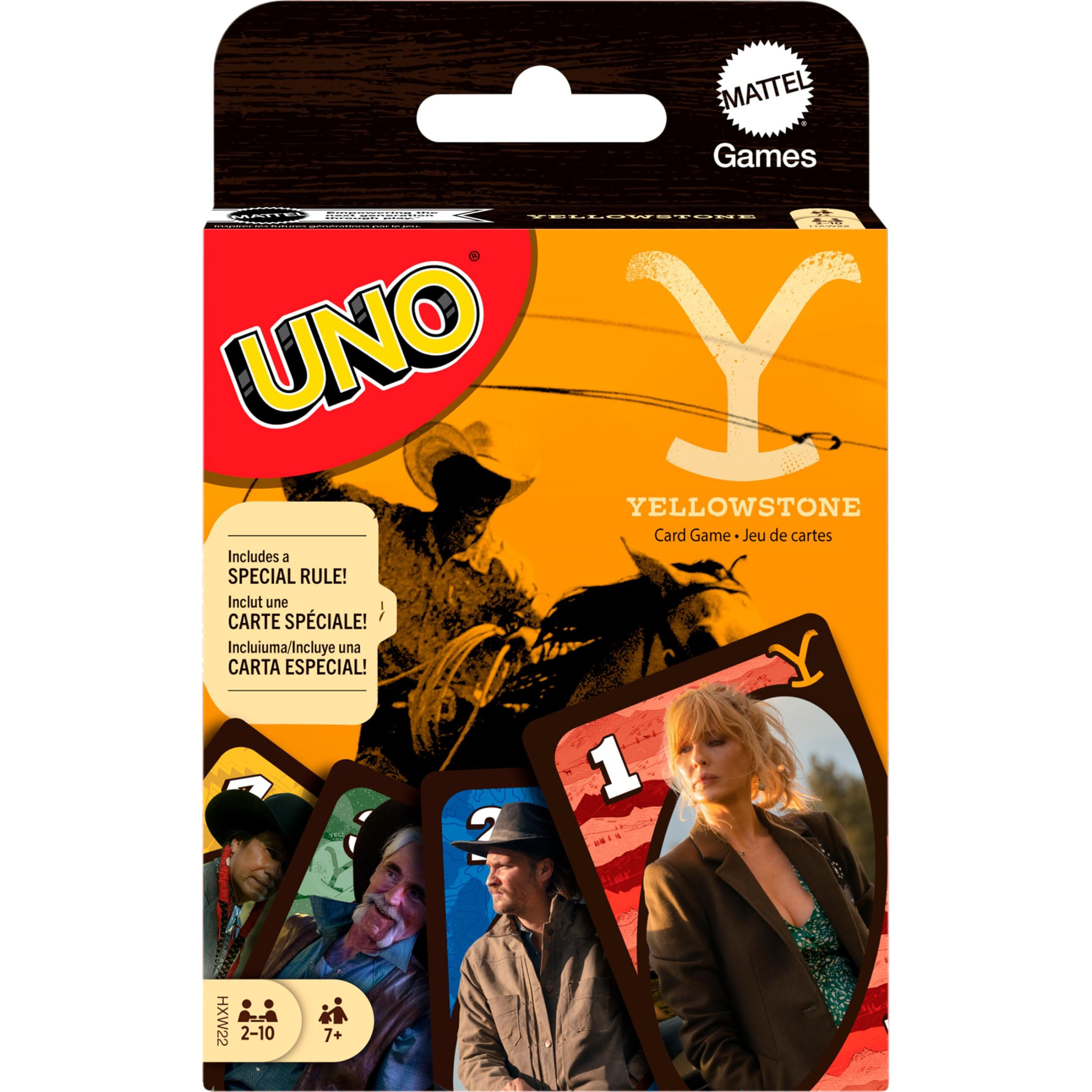 Mattel Games Uno Yellowstone Card Game For Kids  Adults & Family With Deck & Special Rule Inspired By The Tv Show.