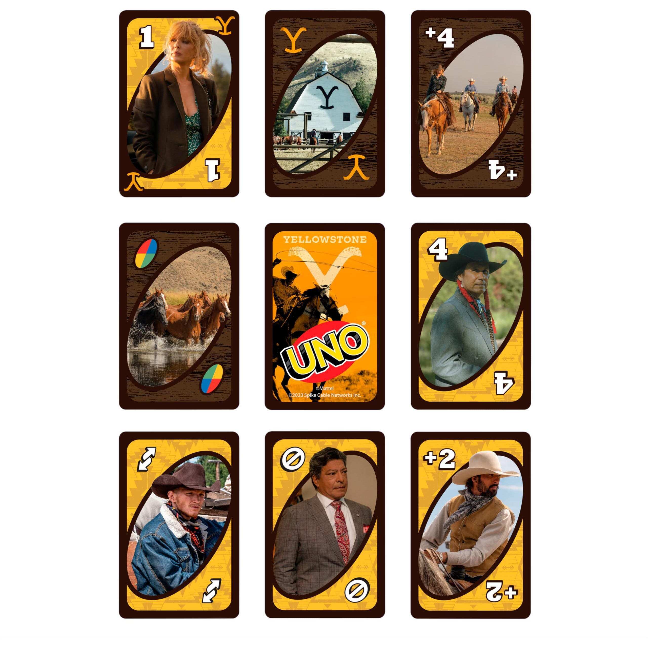 Mattel Games Uno Yellowstone Card Game For Kids  Adults & Family With Deck & Special Rule Inspired By The Tv Show.