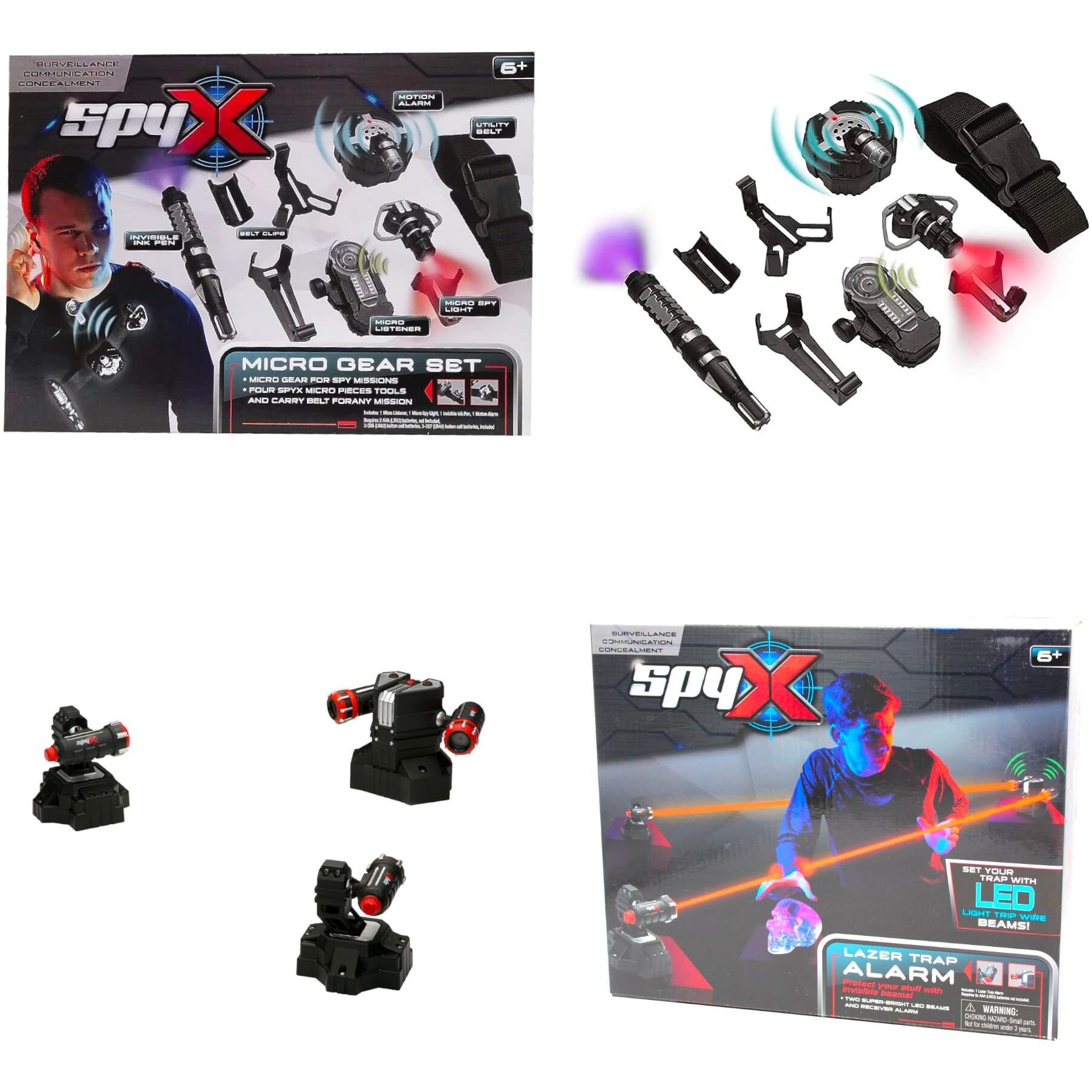 Mukikim Spyx/Micro Gear Set + Lazer Trap Alarm - 4 Must-Have Spy Tools Attached To An Adjustable Belt + Invisible Led Beam Barrier & Alarm Jr Spy Fan Favorite & Perfect For Your Spy Gear Collection