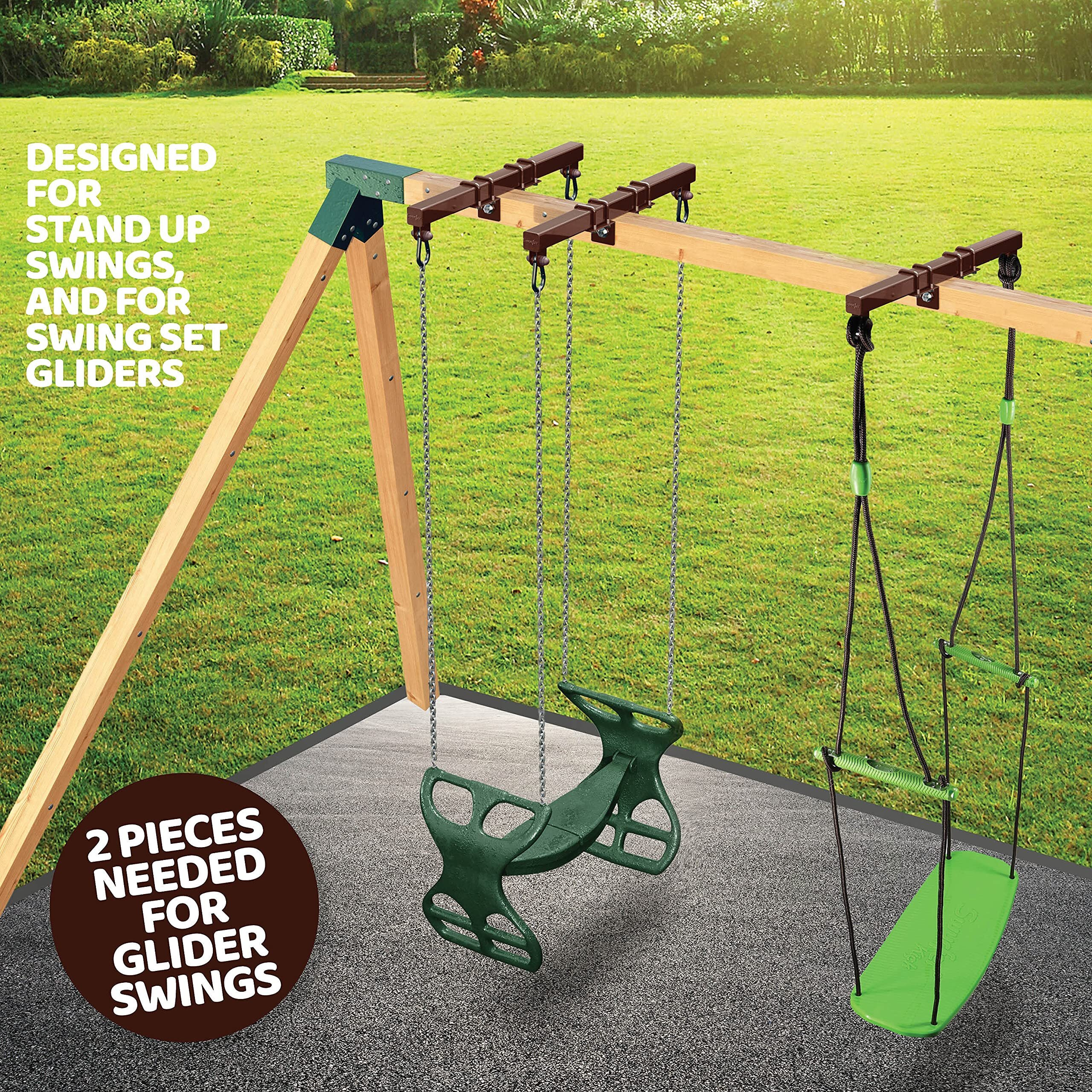 Swurfer Swingset Conversion Bracket - No Tree  No Problem  Convert Your Swingset Into A Swurfset  Heavy Duty Horse Glider Bracket For Swing Set Attachment (Brown)