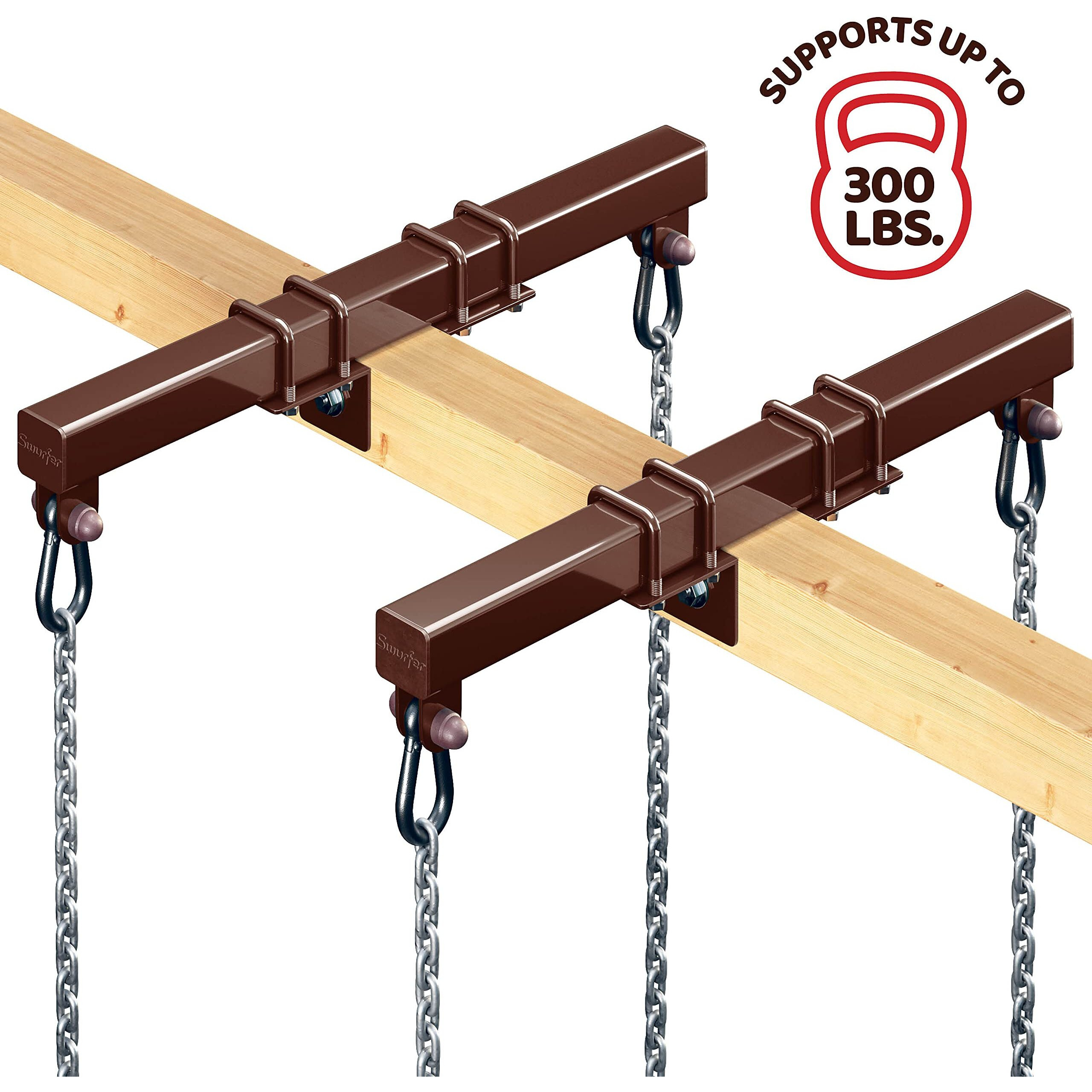 Swurfer Swingset Conversion Bracket - No Tree  No Problem  Convert Your Swingset Into A Swurfset  Heavy Duty Horse Glider Bracket For Swing Set Attachment (Brown)