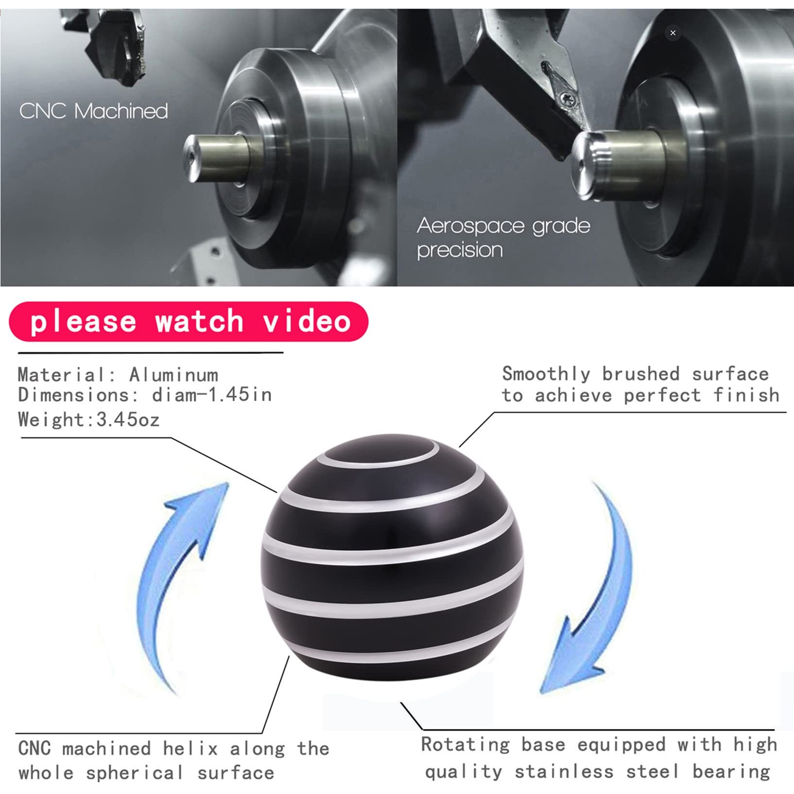 Desk-Fidget-Toys For Kinetic-Toy Cool-Gadgets Cool-Stuff For Kid Children Teen Adult  Spinning 180 Seconds  Stress Relief Toy For Optical-Illusion Gift For Office School Home Women Men Christmas