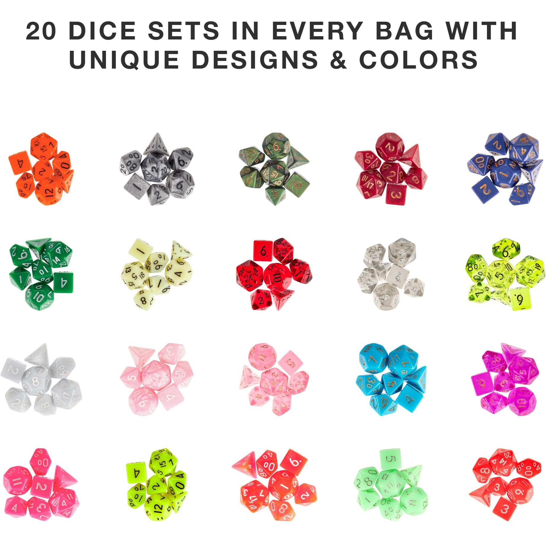 Wiz Dice Halfling's Haversack Second Breakfast 10Mm Miniature Polyhedral Dice (140-Pack) 20 Sets Of 7 Mini D&D Dice