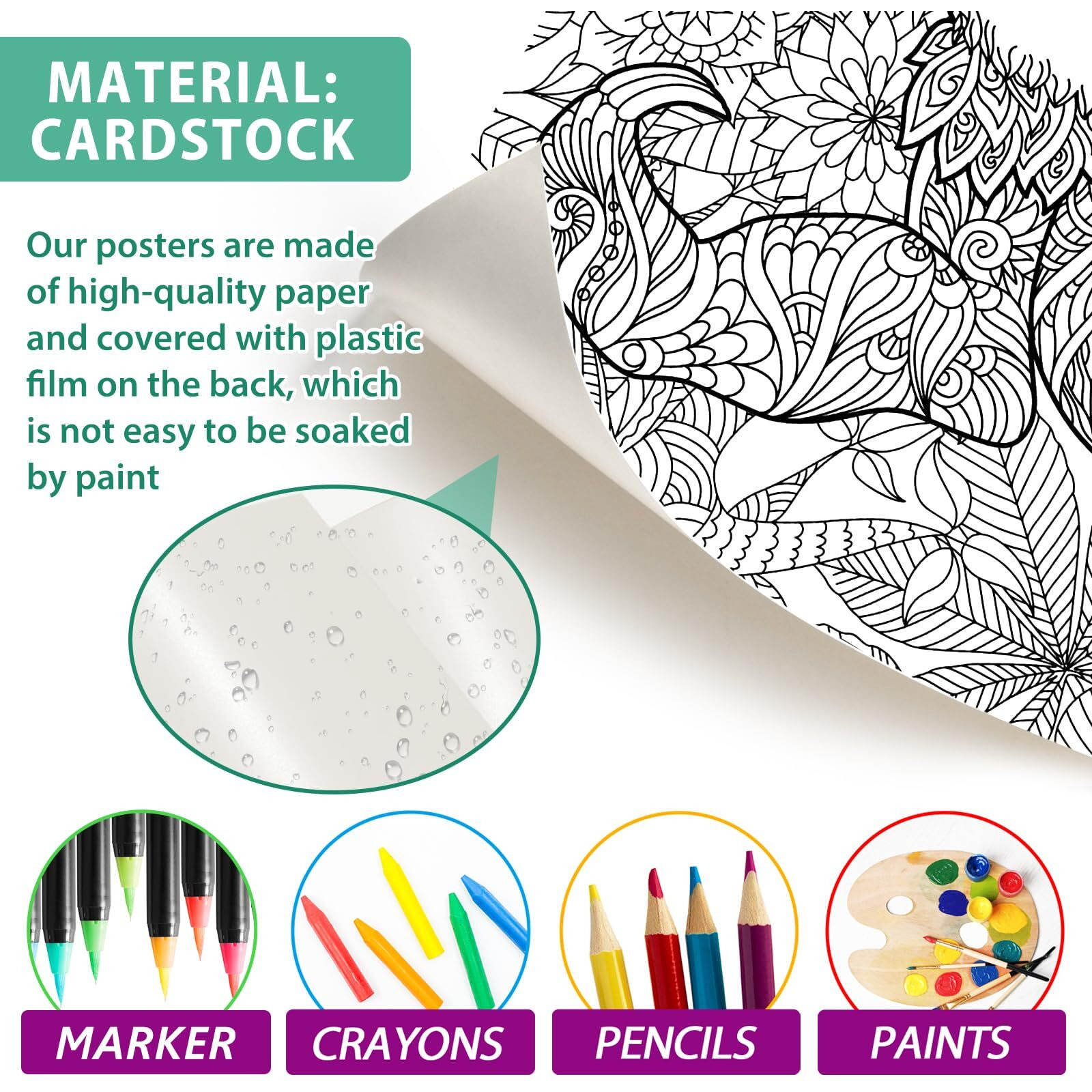 Mandala Giant Coloring Posters For Kids Adults Sloth Coloring Sheets 39.3751.96 Inch Mandala Coloring Poster Wall Art Decor Blank Banner For School Group Family Art Craft Activities Decoration