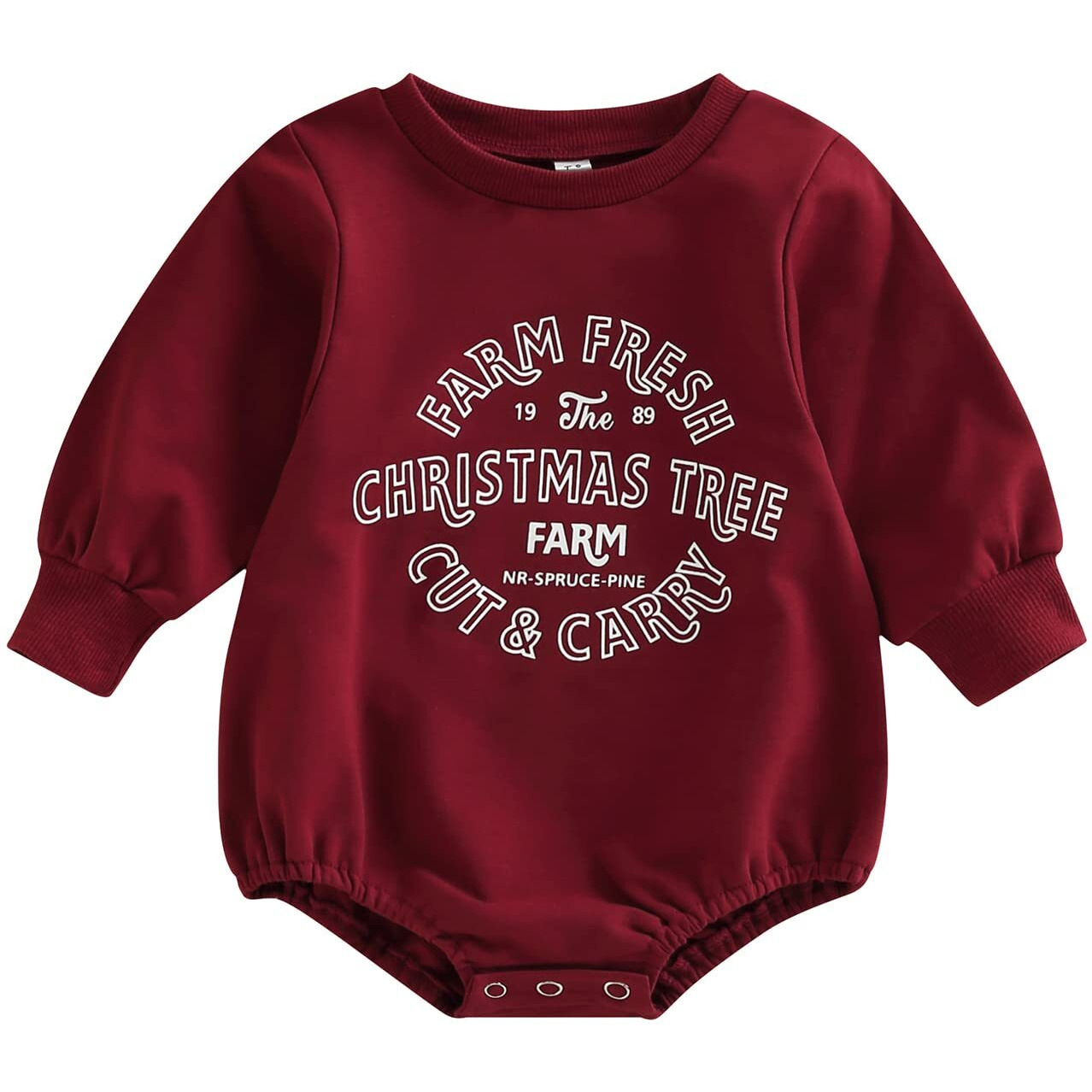 Fybitbo My First Christmas Baby Girl Boy Outfit Sweatshirt Romper Sweater Onesie Long Sleeve Bodysuit Fall Clothes (Red Farm Fresh Christmas Tree 18-24 Months)