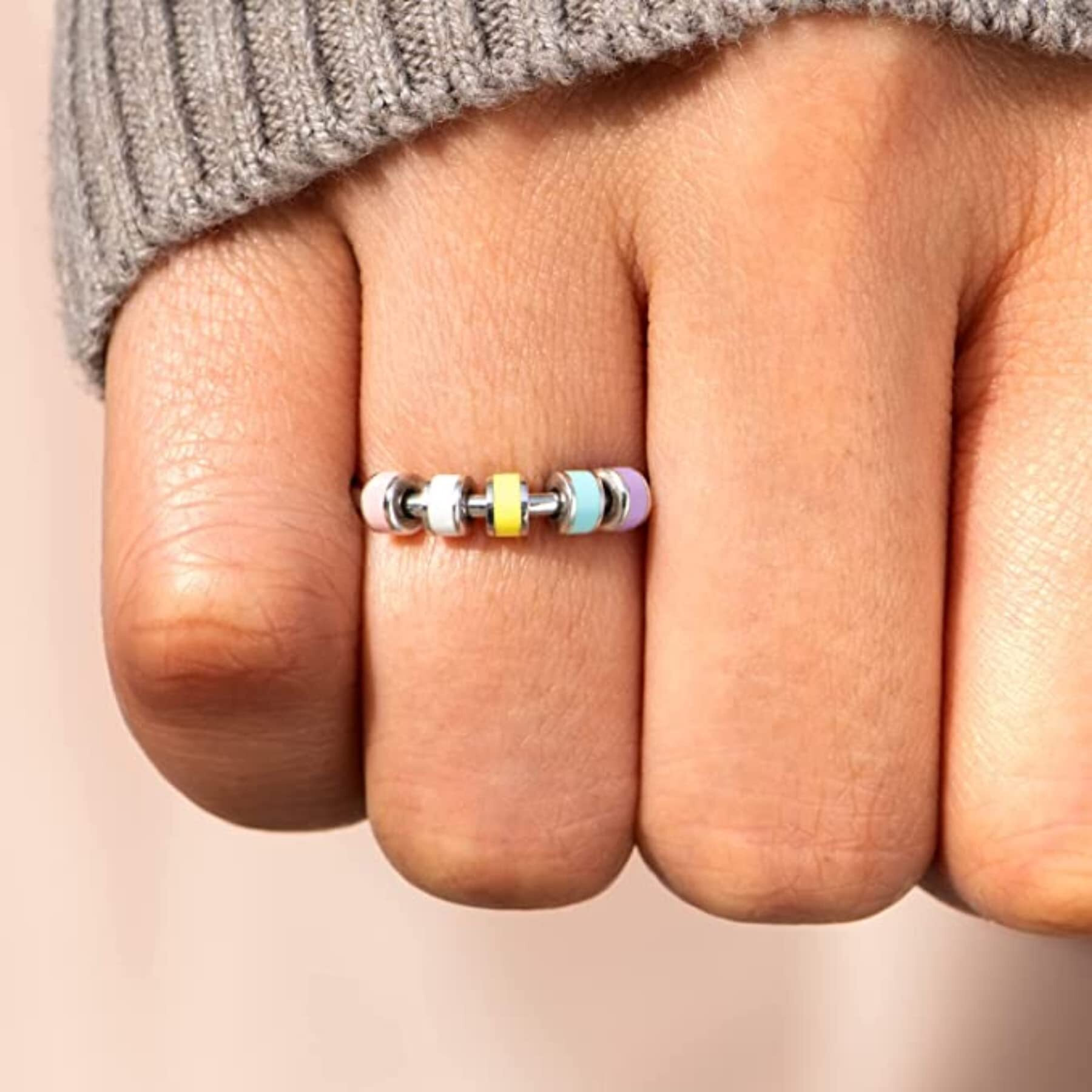 Storyjewellery Fidget Rings For Women  Anxiety Ring For Women  Silver Enamel Fidget Rings  Fidget Rings For Anxiety For Women  Gifts For Women(All Plated Mac 07)