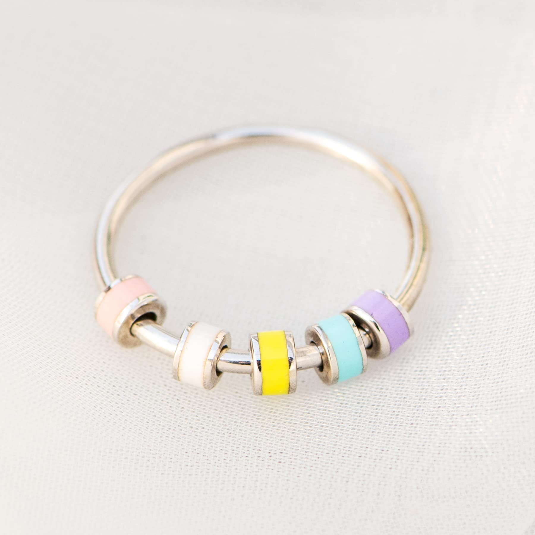Storyjewellery Fidget Rings For Women  Anxiety Ring For Women  Silver Enamel Fidget Rings  Fidget Rings For Anxiety For Women  Gifts For Women(All Plated Mac 07)