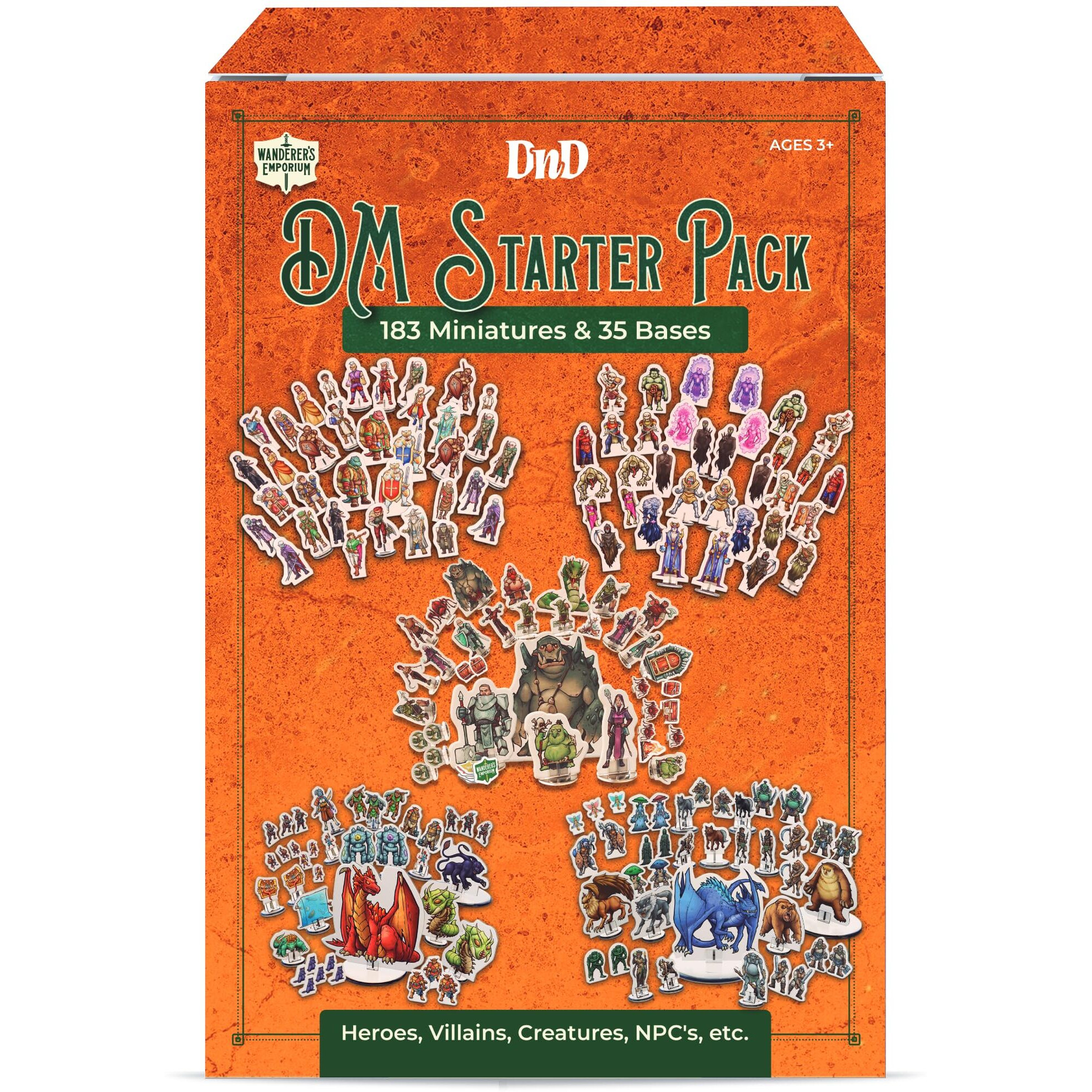 Wanderers Emporium 183X Hard Flat Dnd Miniatures With Bases | Dungeons And Dragons Starter Set 5E Mini Figures  Pawns  Standees  Tokens (Dm Starter Set  183  Miniatures)