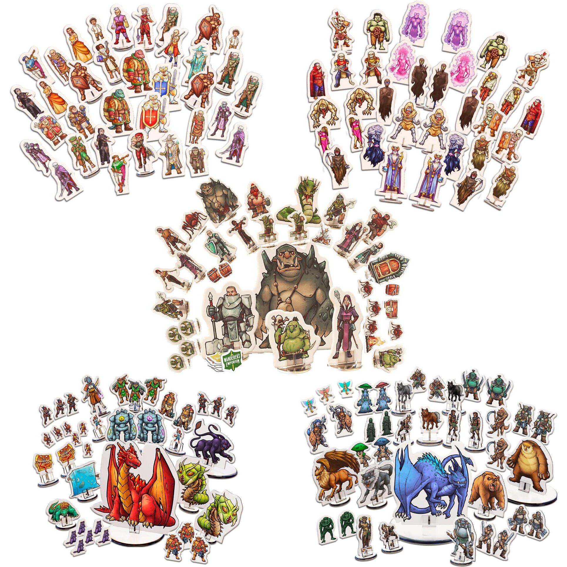 Wanderers Emporium 183X Hard Flat Dnd Miniatures With Bases | Dungeons And Dragons Starter Set 5E Mini Figures  Pawns  Standees  Tokens (Dm Starter Set  183  Miniatures)