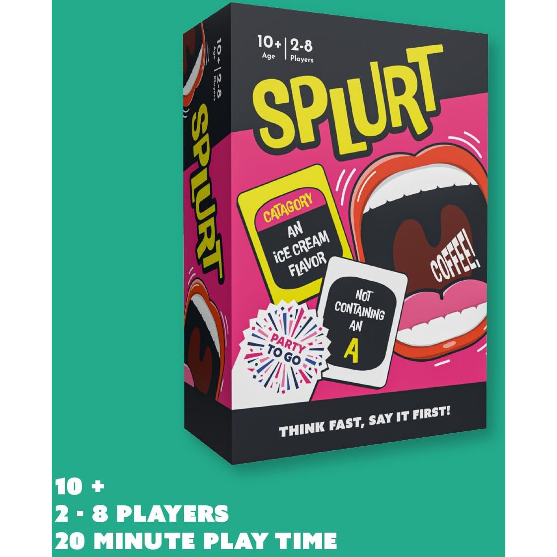 Gamewright - Party To Go - Splurt - Think Fast  Say It First - Ages 10+  2-8 Players