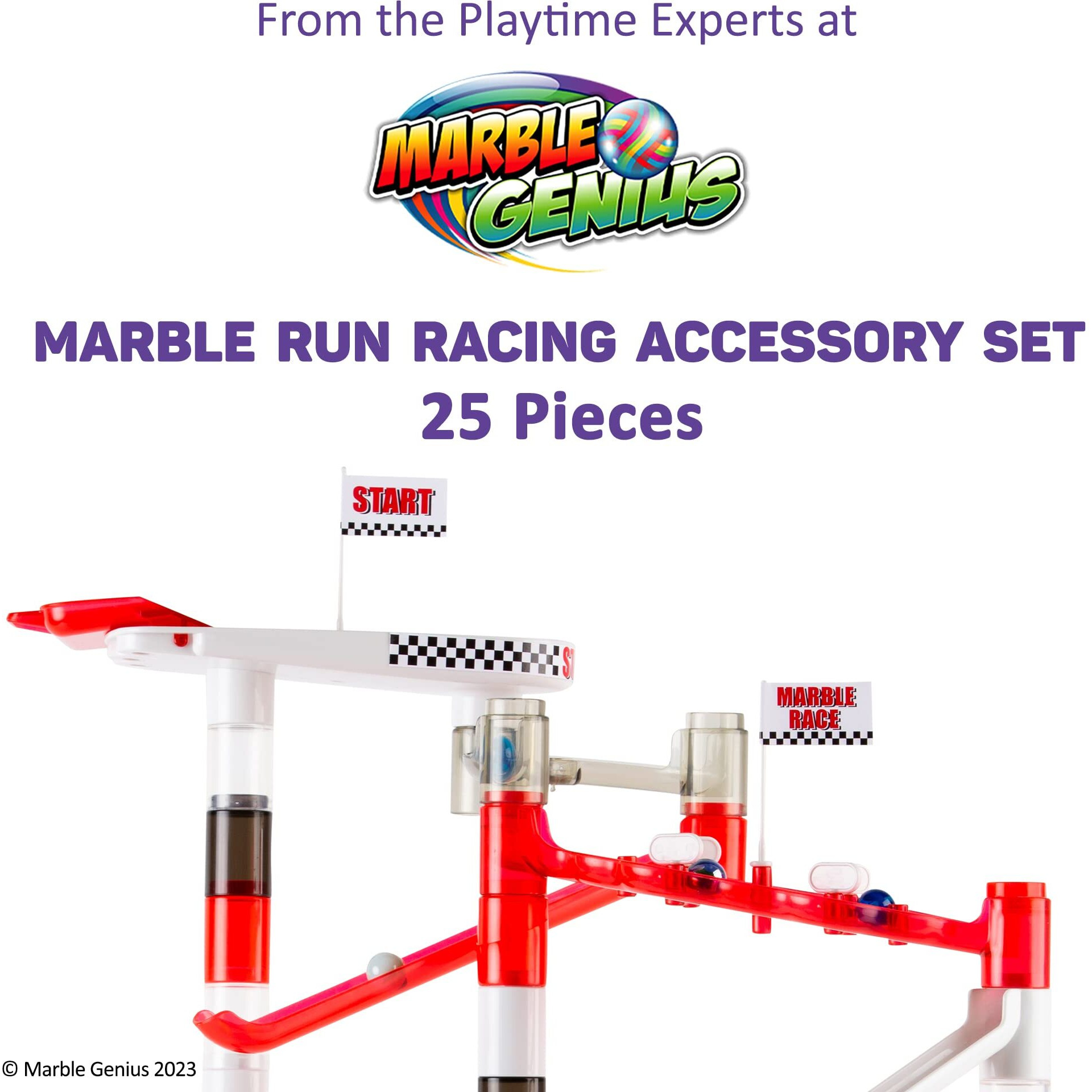 Marble Genius Marble Racing Booster Set - 10 Pieces Total (Marbles Not Included)  Construction Building Blocks Toys For Ages 3 And Above  With Instruction App Access  Add-On Set