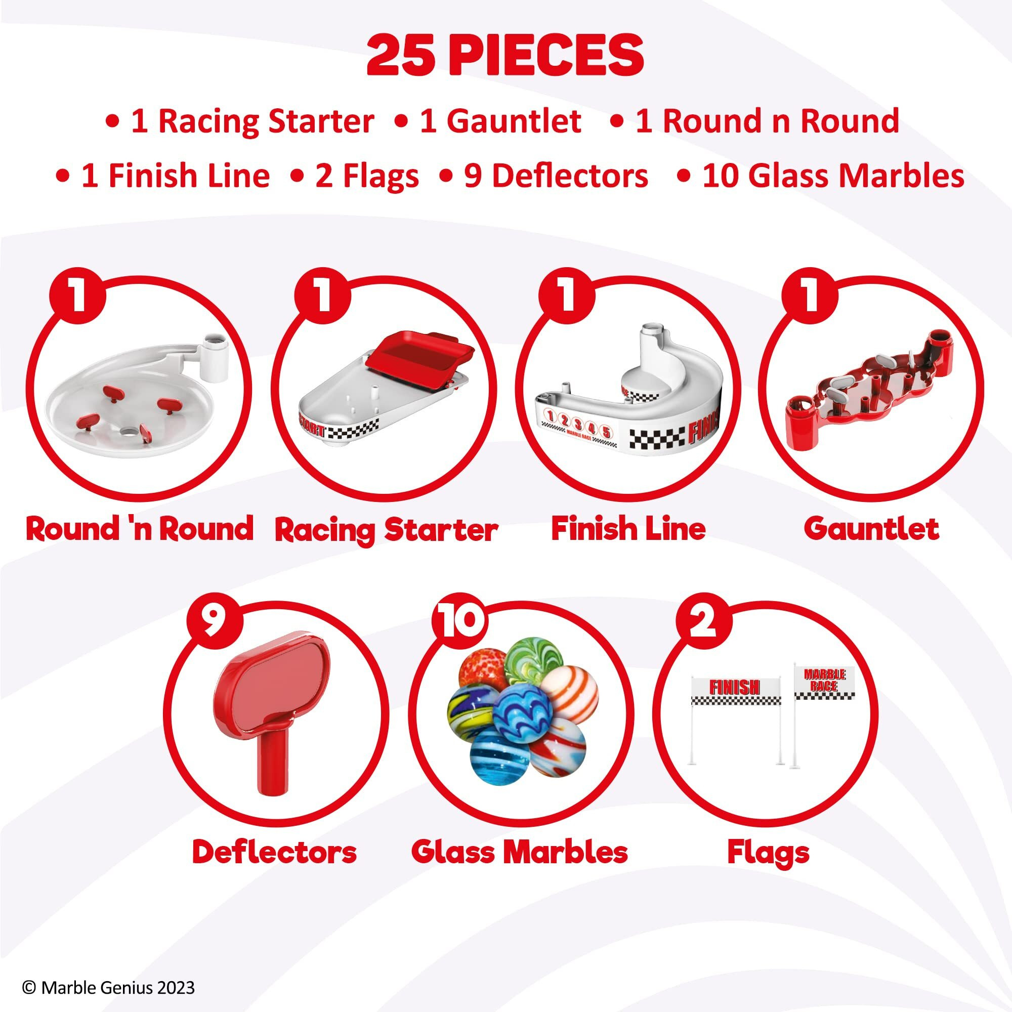 Marble Genius Marble Racing Booster Set - 10 Pieces Total (Marbles Not Included)  Construction Building Blocks Toys For Ages 3 And Above  With Instruction App Access  Add-On Set