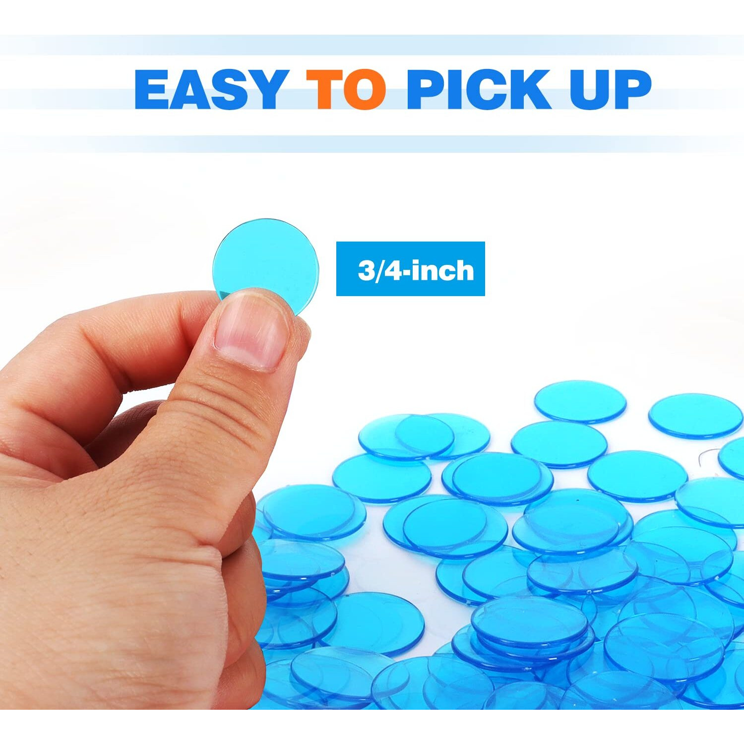 Gse Games & Sports Expert 1 000 Pieces 3/4-Inch Blue Bingo Chips  High-Contrast Transparent Counting Chips For Bingo Games  Parties