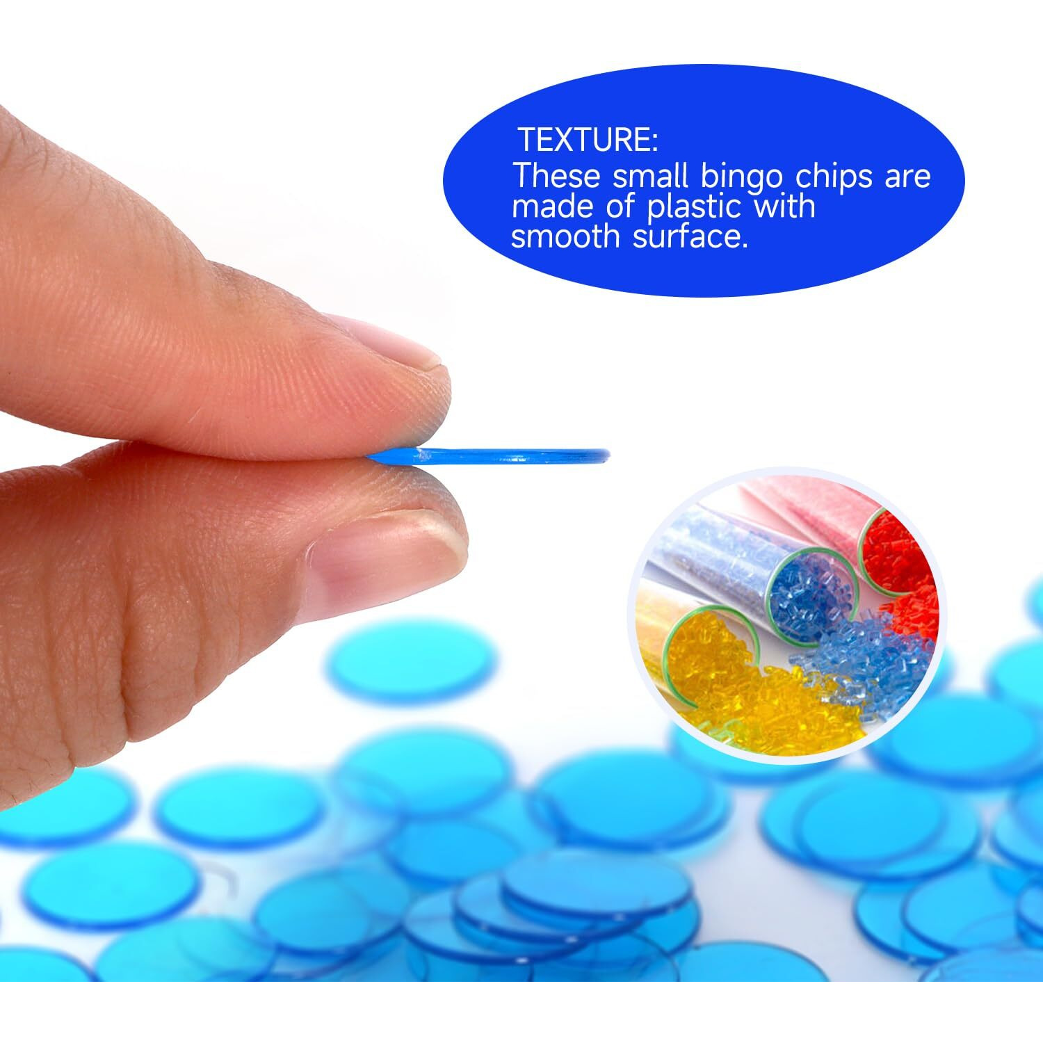 Gse Games & Sports Expert 1 000 Pieces 3/4-Inch Blue Bingo Chips  High-Contrast Transparent Counting Chips For Bingo Games  Parties