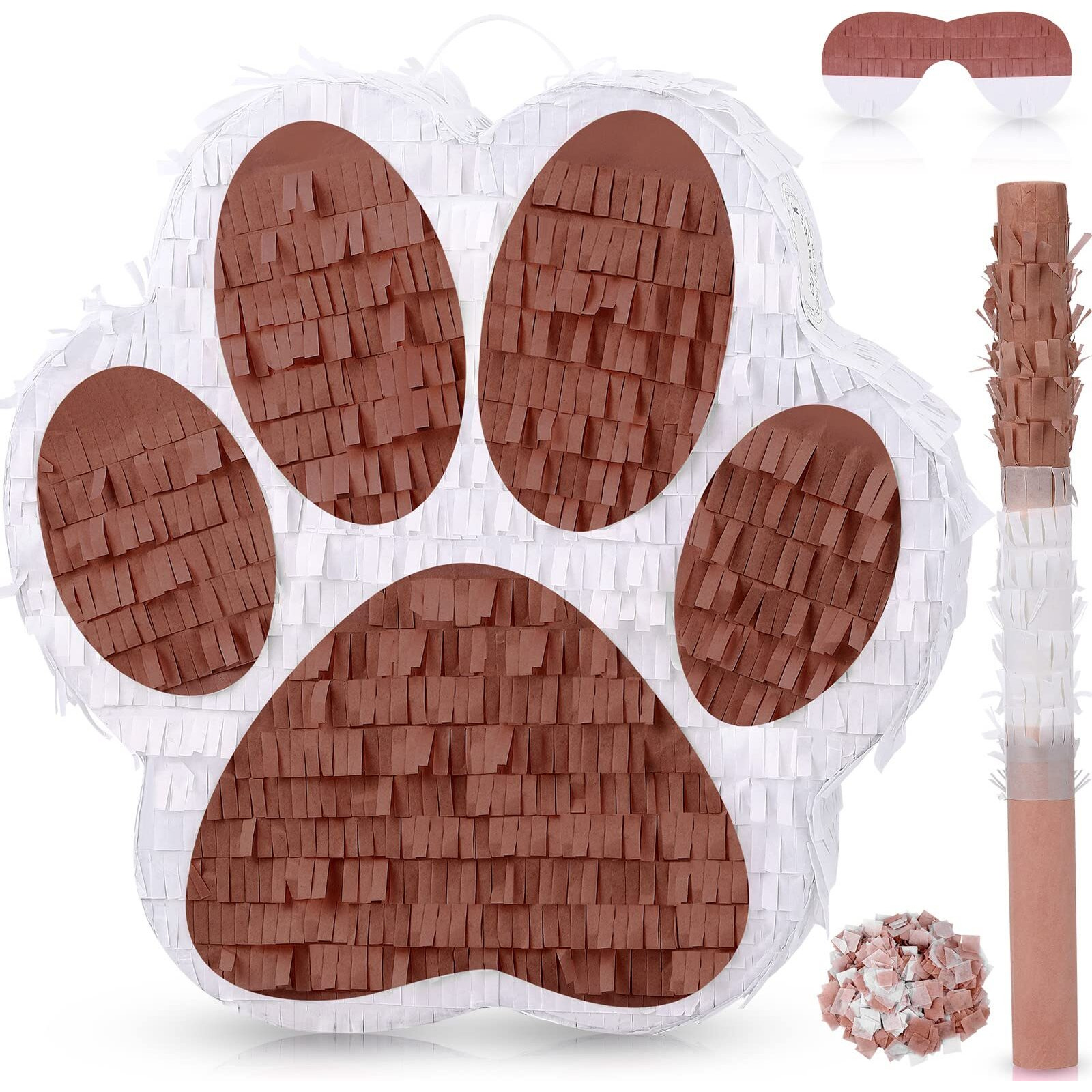 Small Dog Paw Piata Puppy Birthday Party Supplies Animal Themed Birthday Piata With Blindfold Bat Confetti For Pet Cow Themed Party Baby Shower Decorations Favors(Coffee)