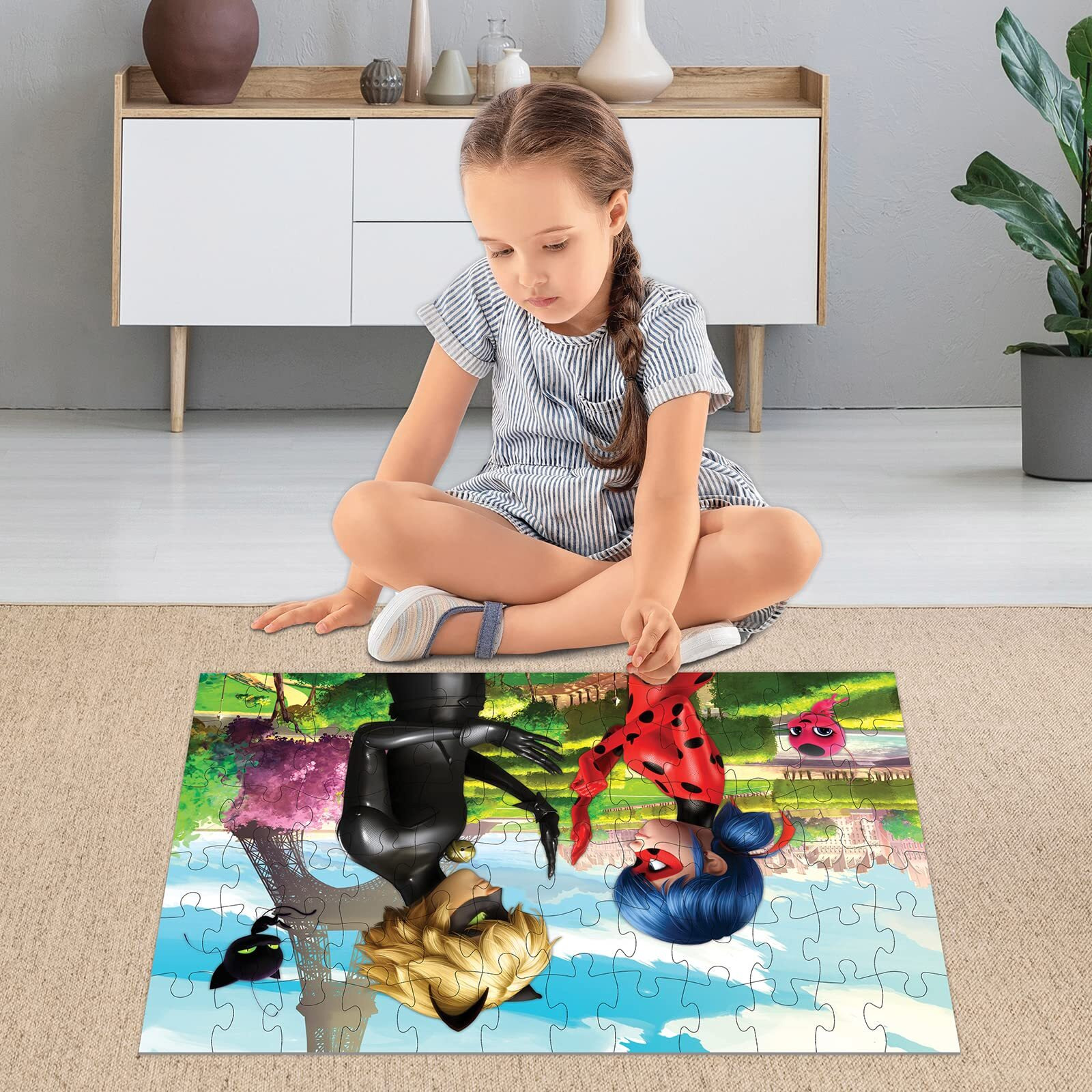 Miraculous Ladybug Kids Floor Puzzle Featuring Lady & Cat Noir. Educational Gifts For Boys And Girls. Colorful Pieces Fit Together Perfectly. Great Birthday Gift For Boys  And Girls