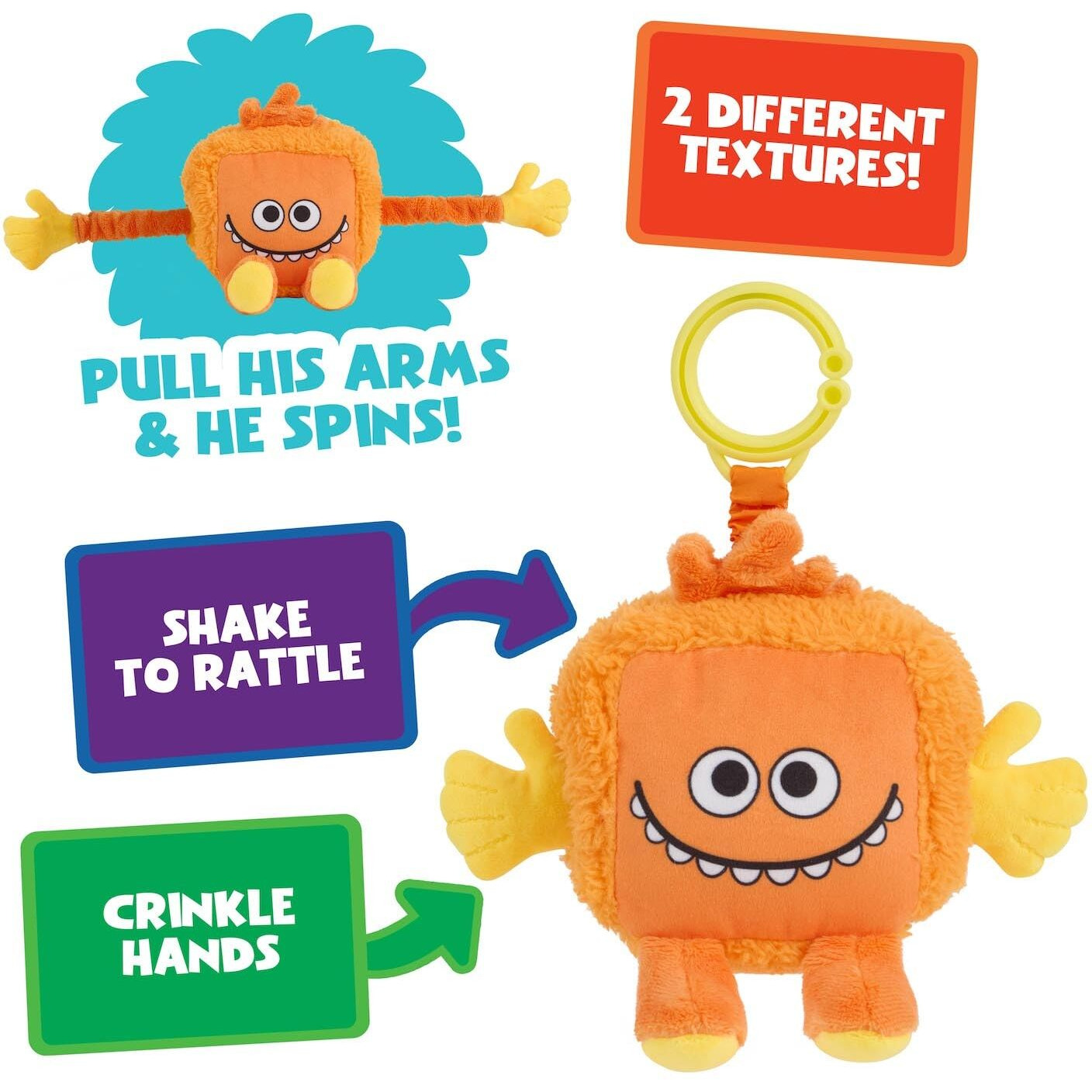 Super Simple Wowwee Sensory Plush Monsters Dewey (Orange) With 5+ Sensory Features (Ages 0+)
