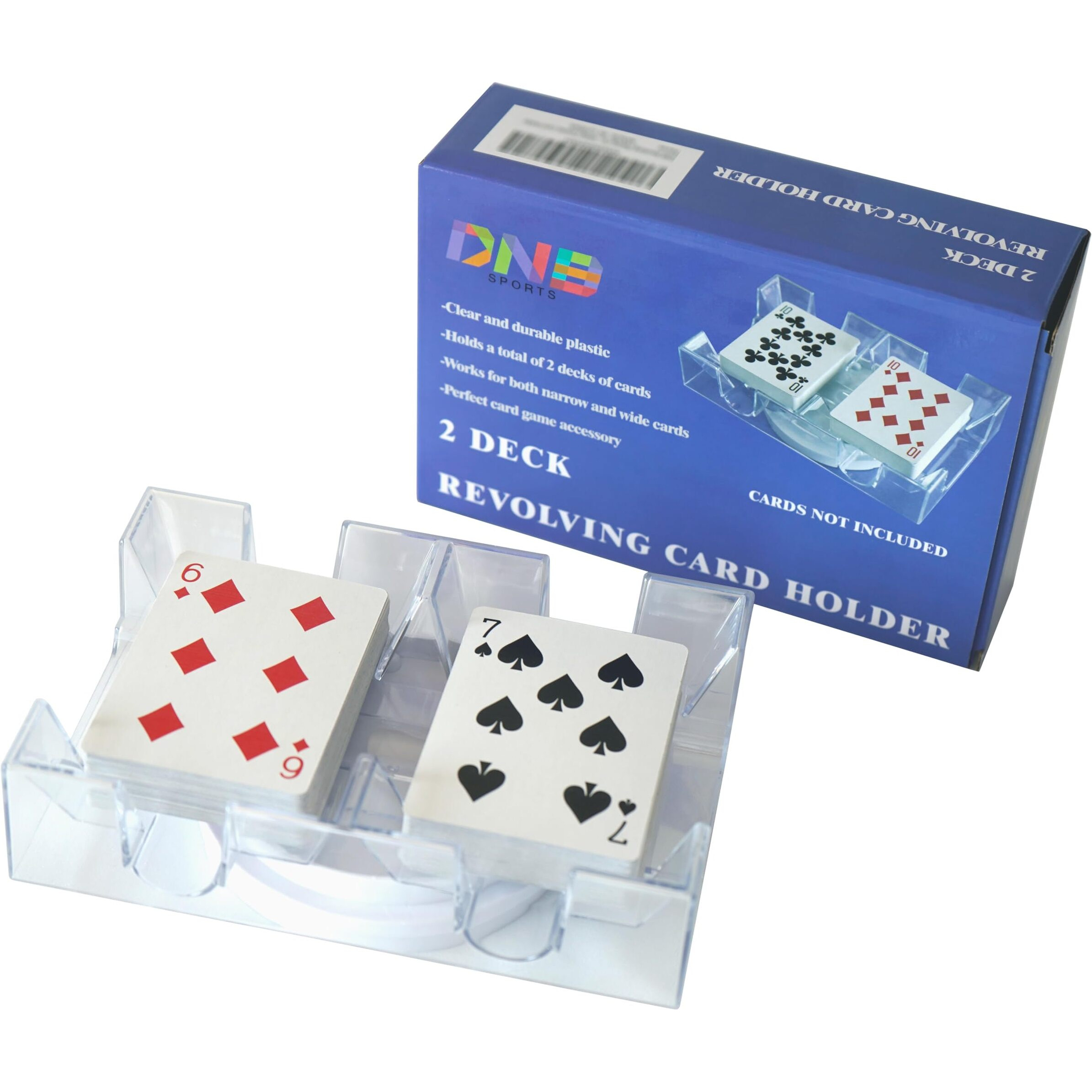 Dnb Revolving Playing Card Tray - 2 Deck Plastic Rotating Canasta Card Holder