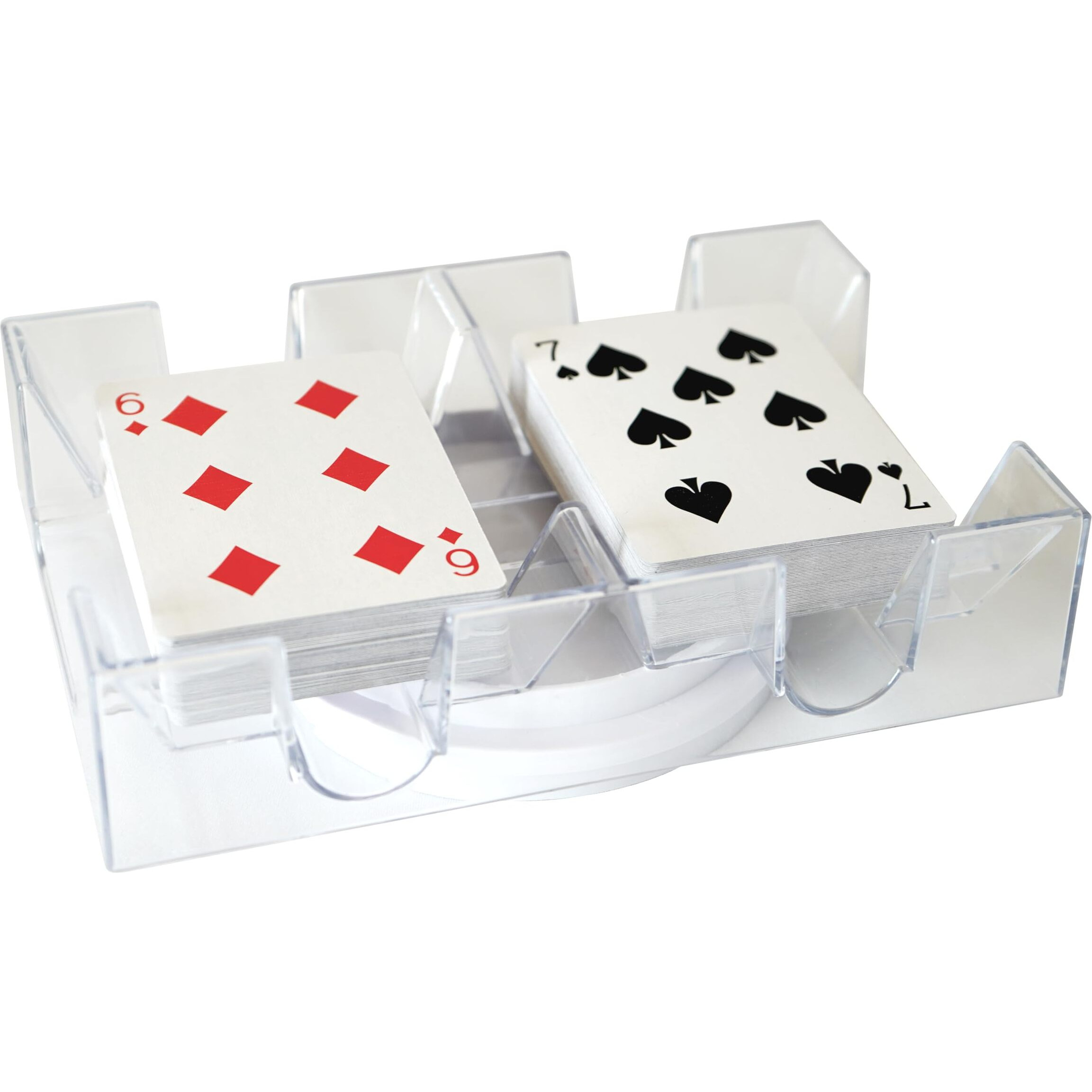 Dnb Revolving Playing Card Tray - 2 Deck Plastic Rotating Canasta Card Holder