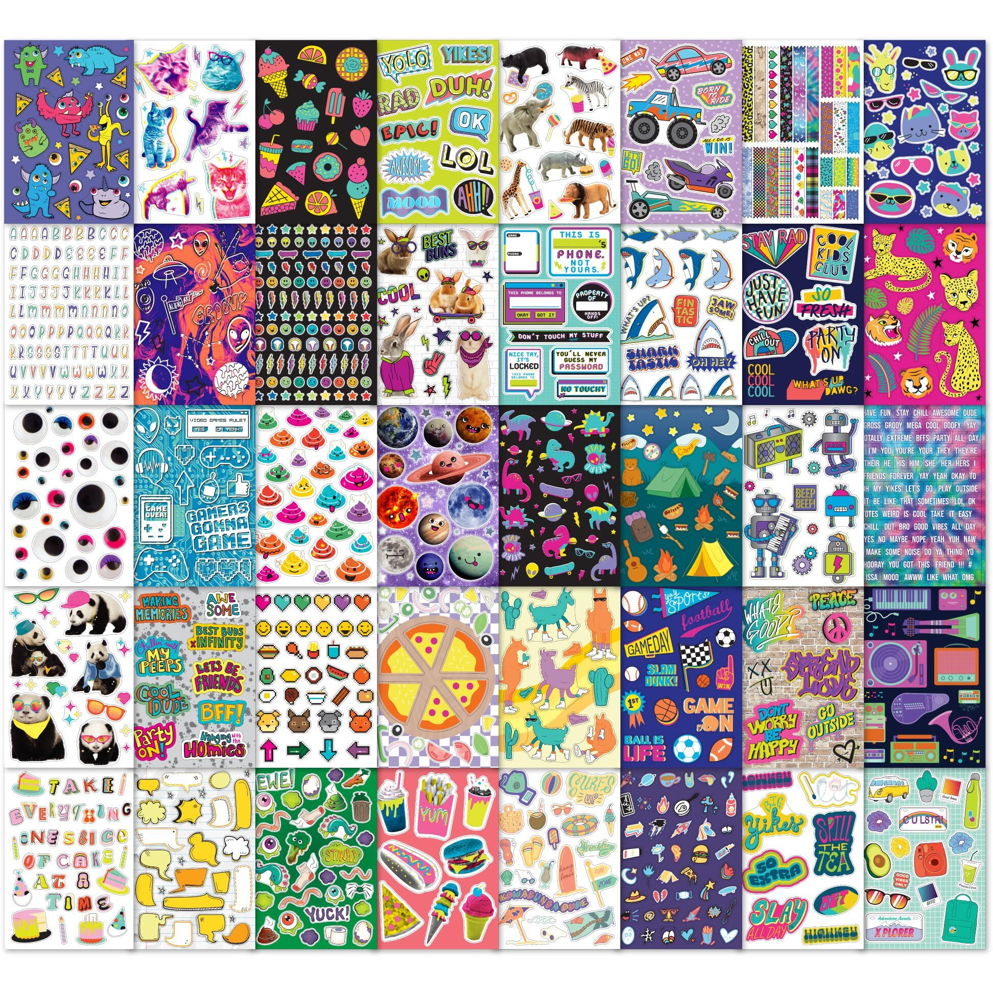 Fashion Angels 1000+ Mega Cool Stickers For Kids - Fun Craft Stickers For Scrapbooks  Planners  Gifts And Rewards  40-Page Sticker Book For Kids Ages 6+ And Up