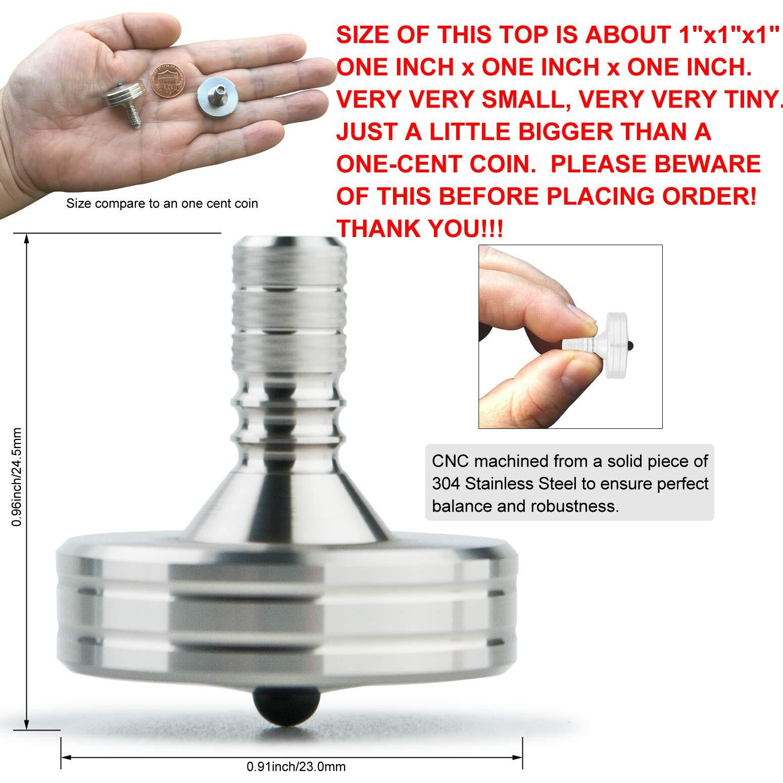 Djuiinostar High Performance Spinning Top Long Lasting (Best Record 1139)  Cnc Machined From Solid Stainless Steel  Great Time Killer  Edc Desktop Toy  For Serious Players
