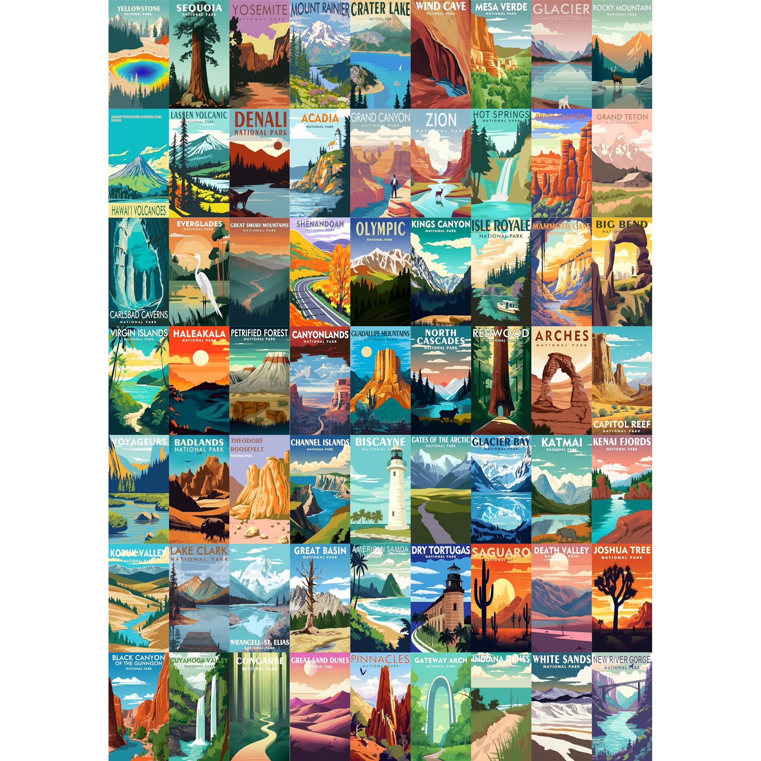 National Parks Puzzle For Adults 1000 Pieces  Travel Poster Landscape Puzzle Including Zion Yellowstone Yosemite  Nature Jigsaw Puzzles Scenery Mountain Scene