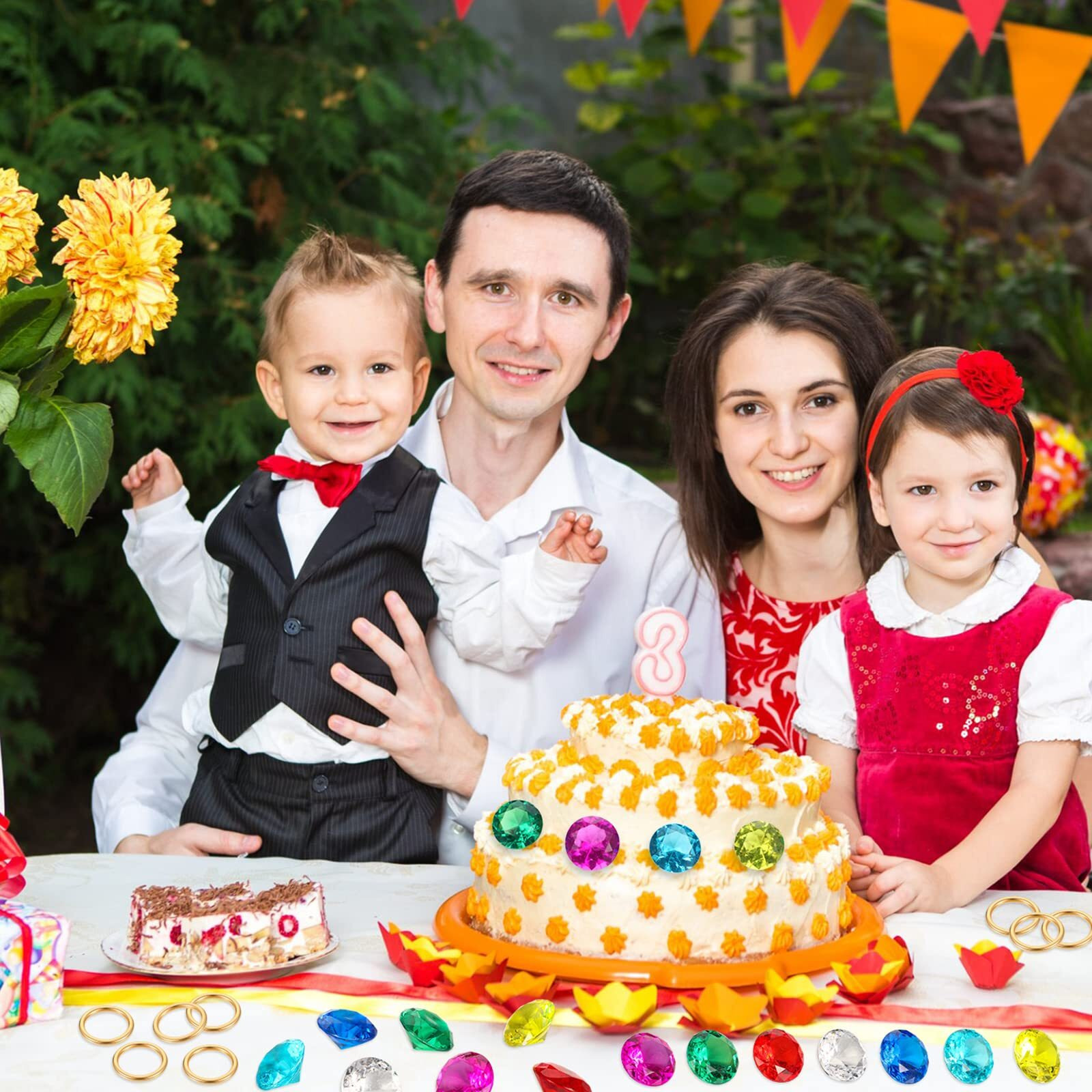 Zcysrlqin 12 Pcs Chaos Emeralds Gold Round Ring Set Acrylic Diamond Gemstone Jewelry Alloy Party Hunting Cake Ornament Blue Hedgehog Chaos Emerald Power (Classical 0.63 X 0.79 Inches)