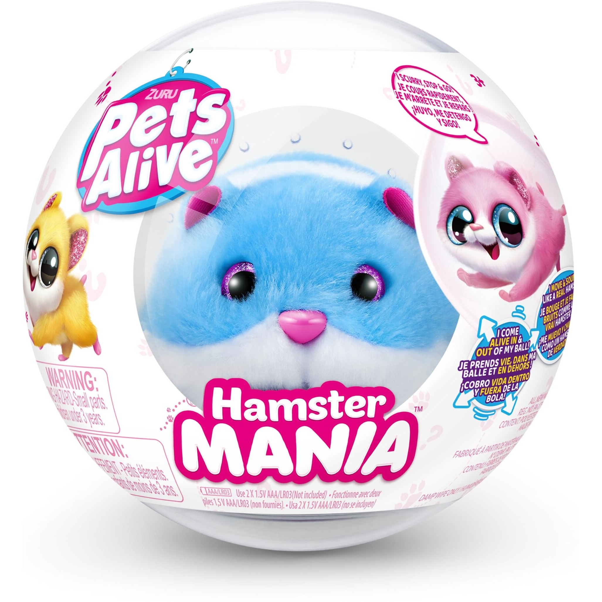 Pets Alive Hamstermania (Blue) By Zuru Hamster  Electronic Pet  20+ Sounds Interactive  Hamster Ball Toy For Girls And Children